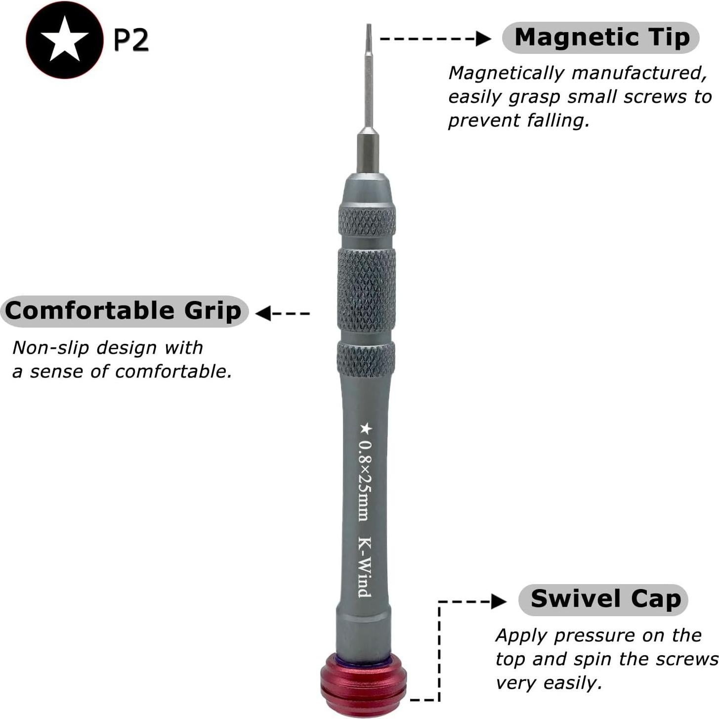 Destornillador Pentalobe Kannony Wind P2 0.8mm Magnético