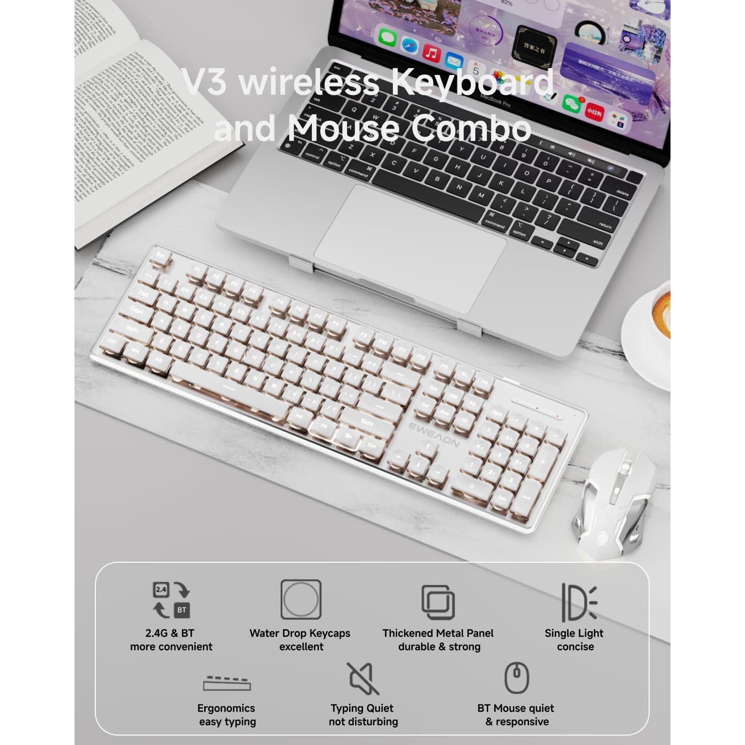Combo Teclado y Ratón Inalámbricos EWEADN V3 Retroiluminado