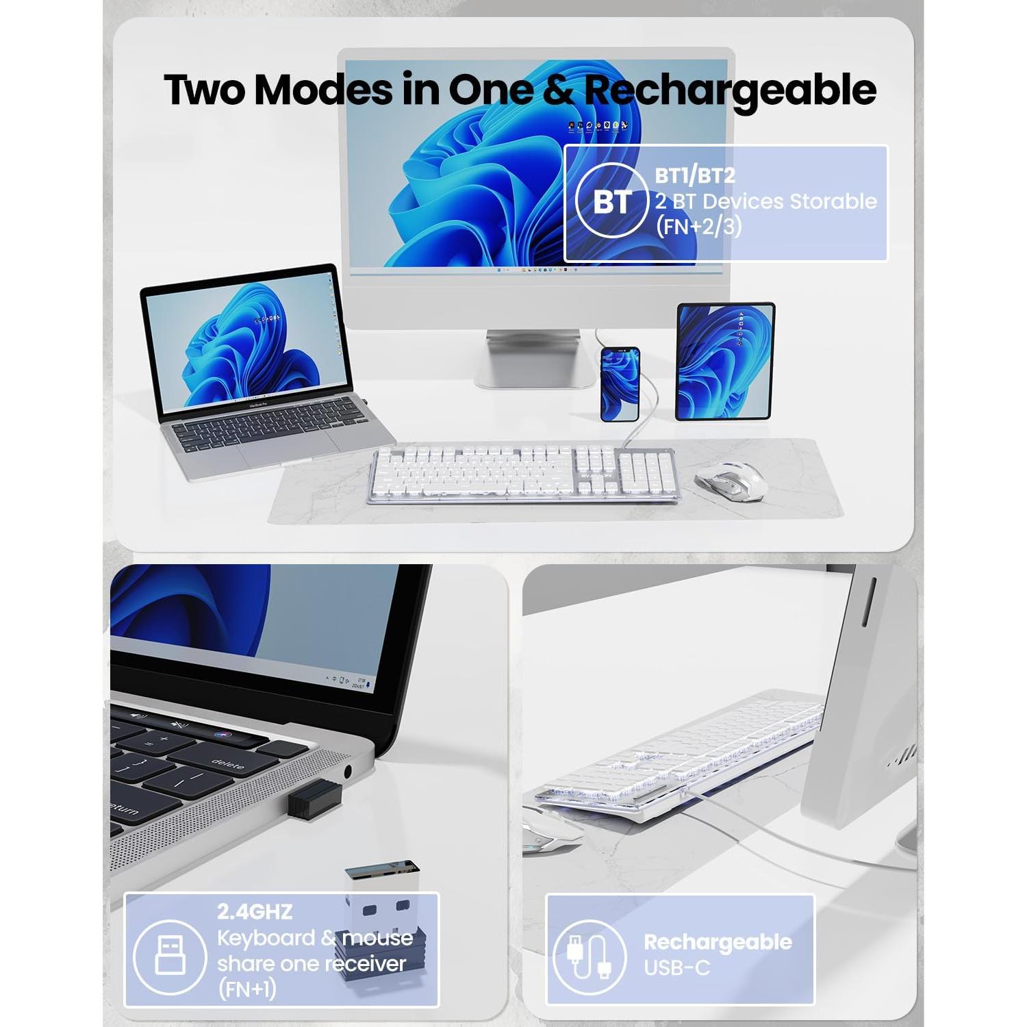 Combo Teclado y Ratón Inalámbricos EWEADN V3 Retroiluminado