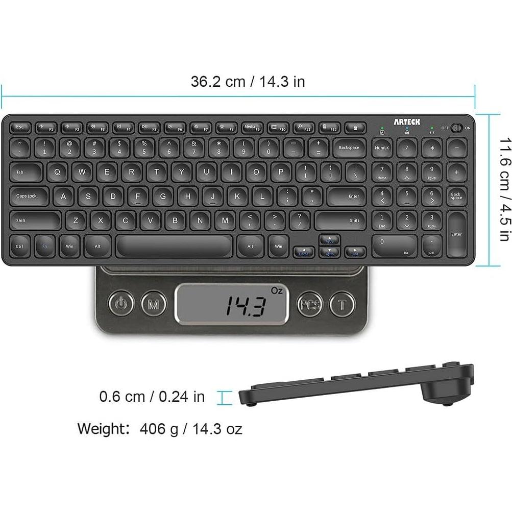 Teclado Inalámbrico Arteck HW305-2 Ultra Delgado con Teclado Numérico