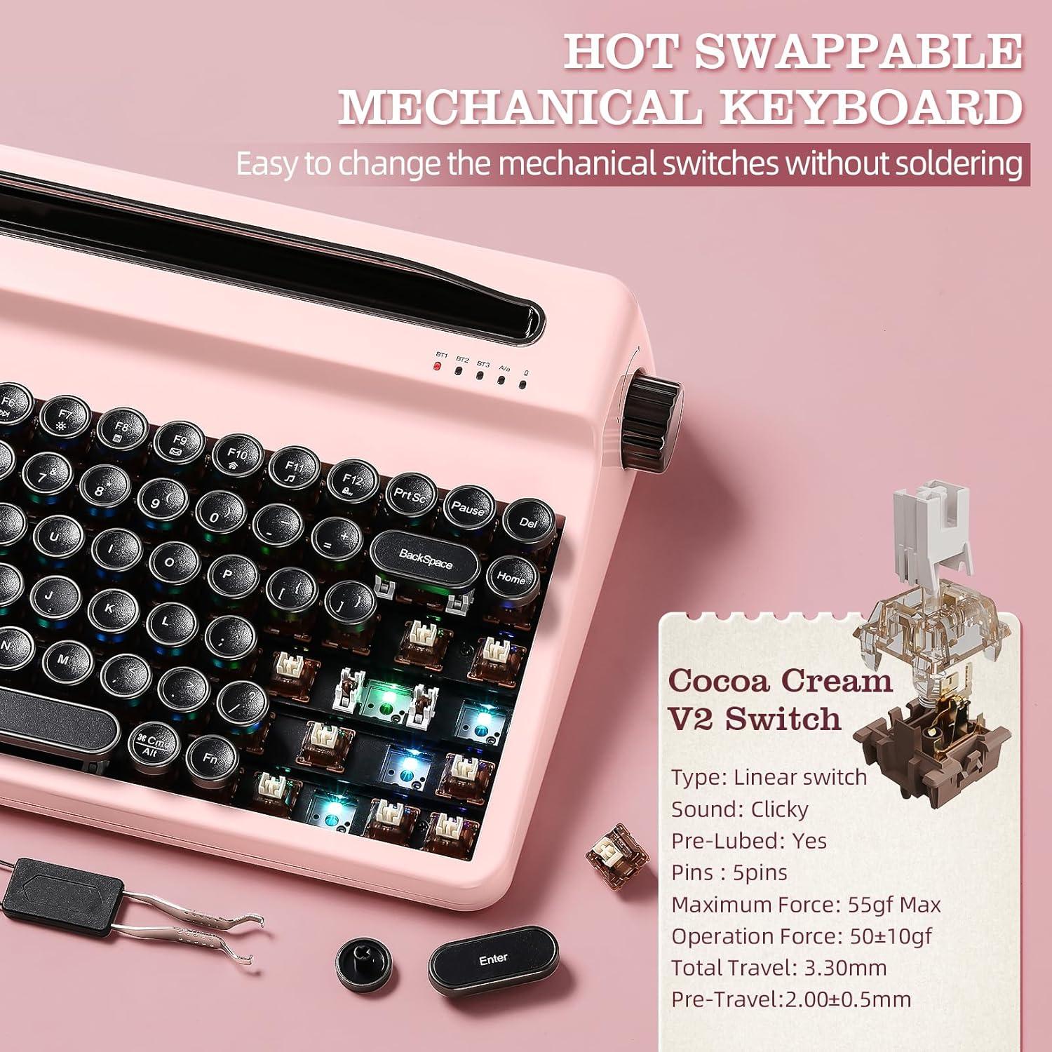 Teclado Mecánico Inalámbrico YUNZII QL75 Rosa Retroiluminado