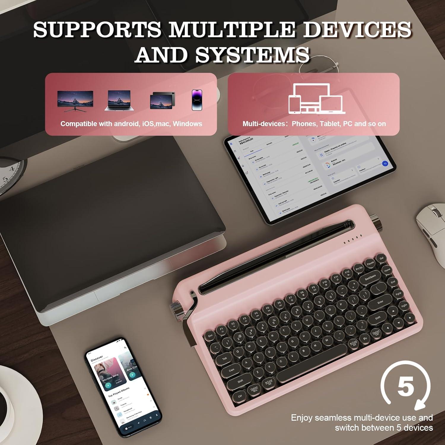 Teclado Mecánico Inalámbrico YUNZII QL75 Rosa Retroiluminado