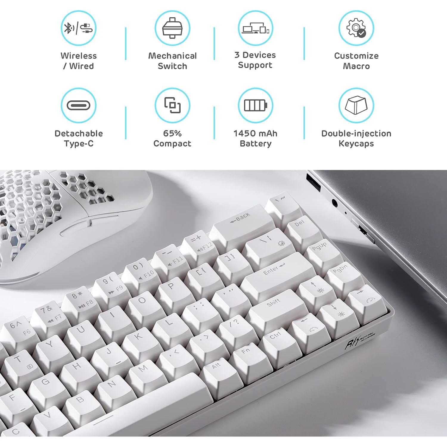 Teclado Mecánico Inalámbrico RK ROYAL KLUDGE RK68 65% Marrón