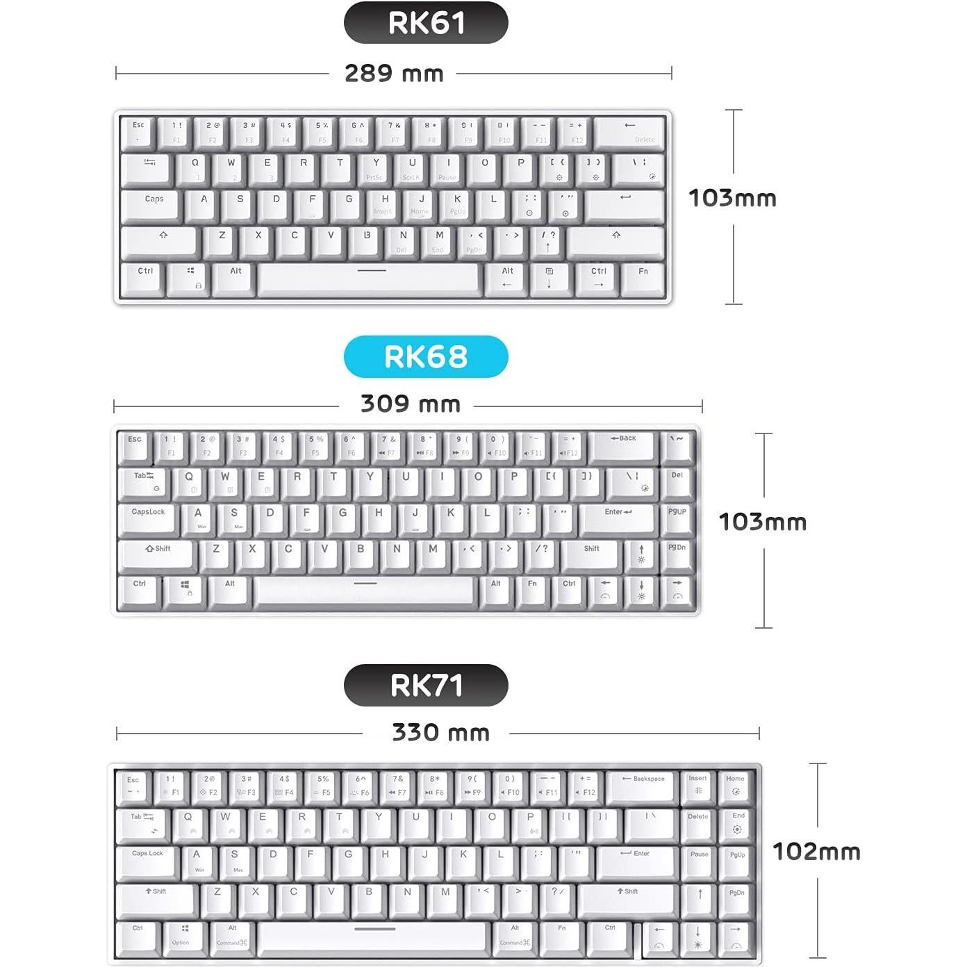 Teclado Mecánico Inalámbrico RK ROYAL KLUDGE RK68 65% Marrón