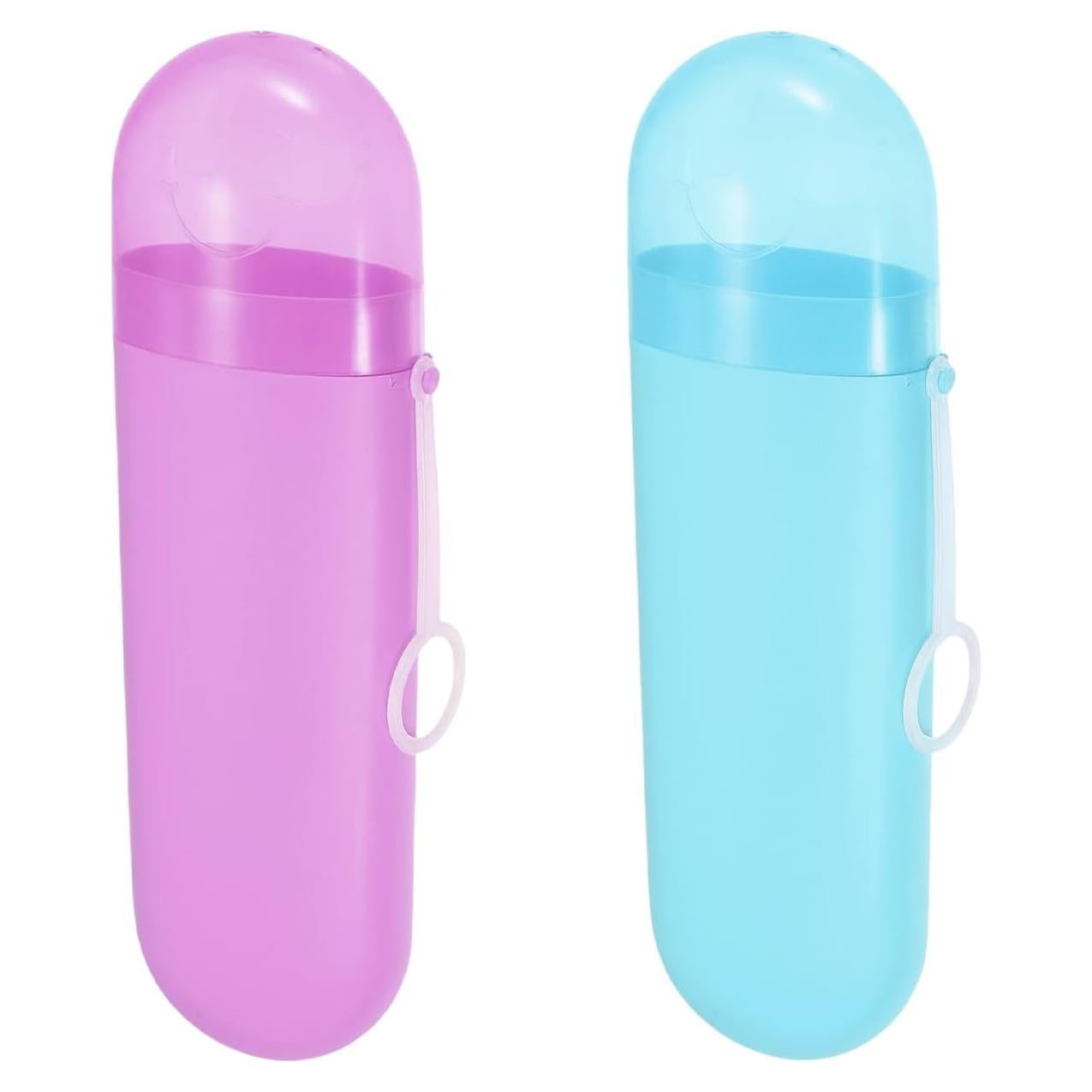 Estuche de Cepillo de Dientes de Viaje YKuzLx 2 Piezas - Púrpura y Azul