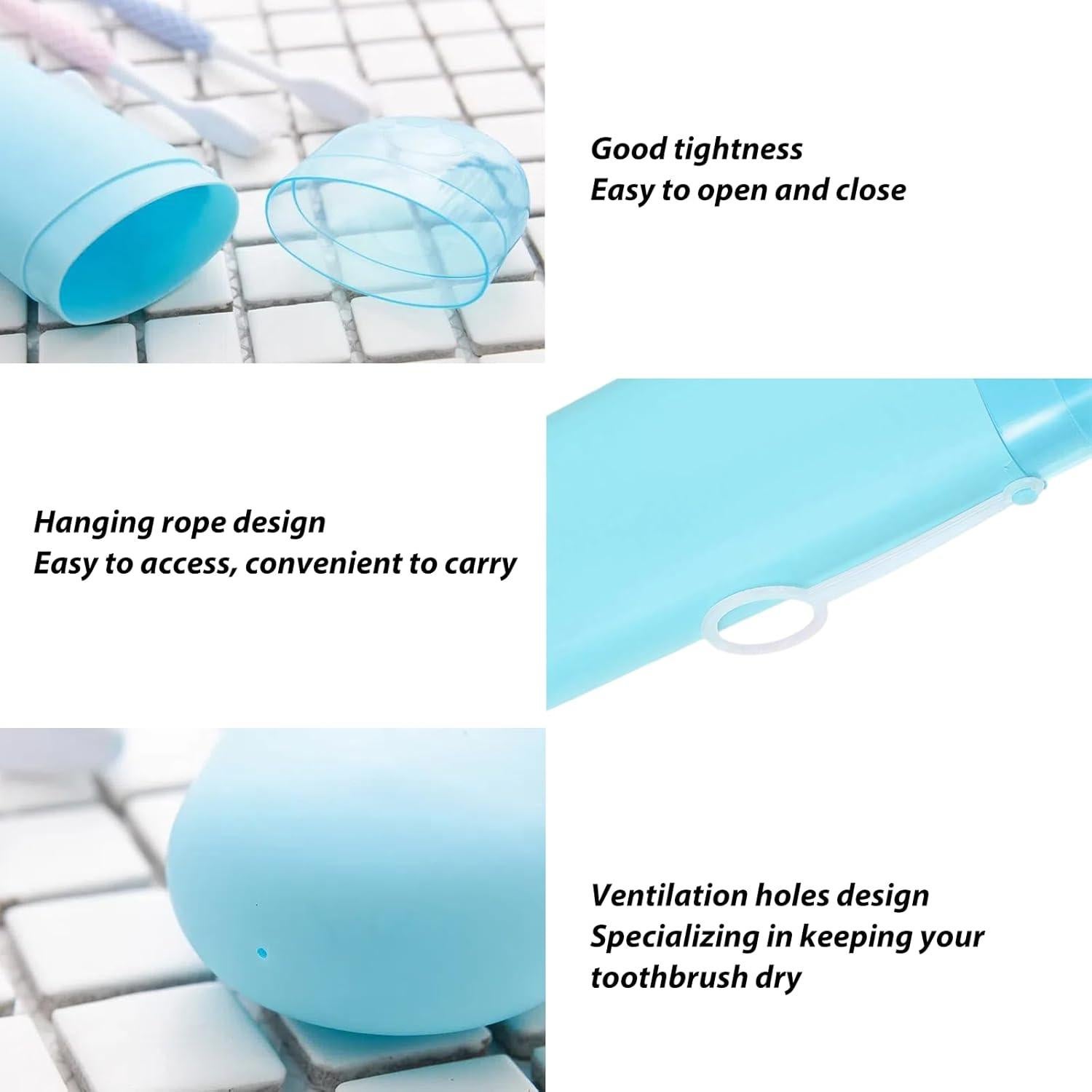 Estuche de Cepillo de Dientes de Viaje YKuzLx 2 Piezas - Púrpura y Azul