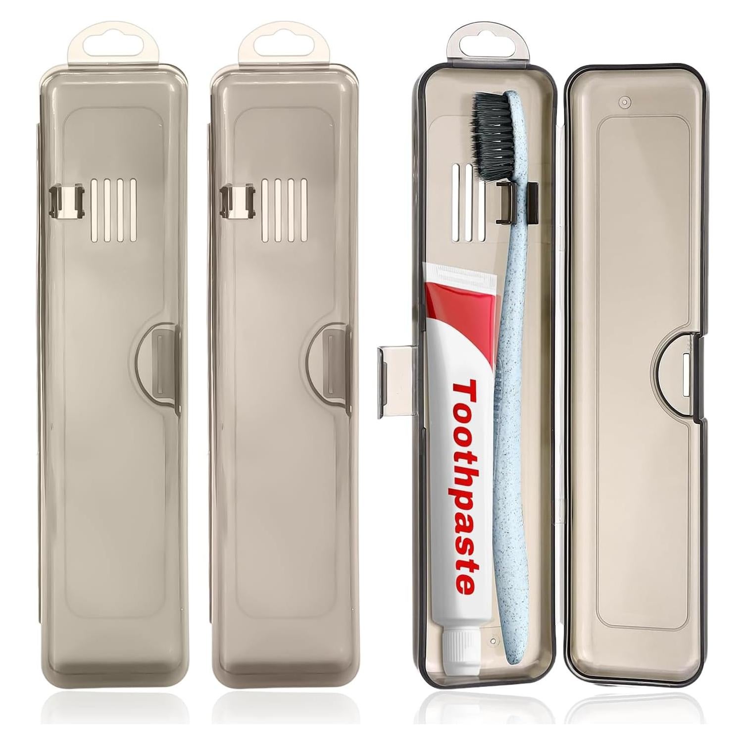 Estuche de Viaje para Cepillo de Dientes - 3 Piezas Negro