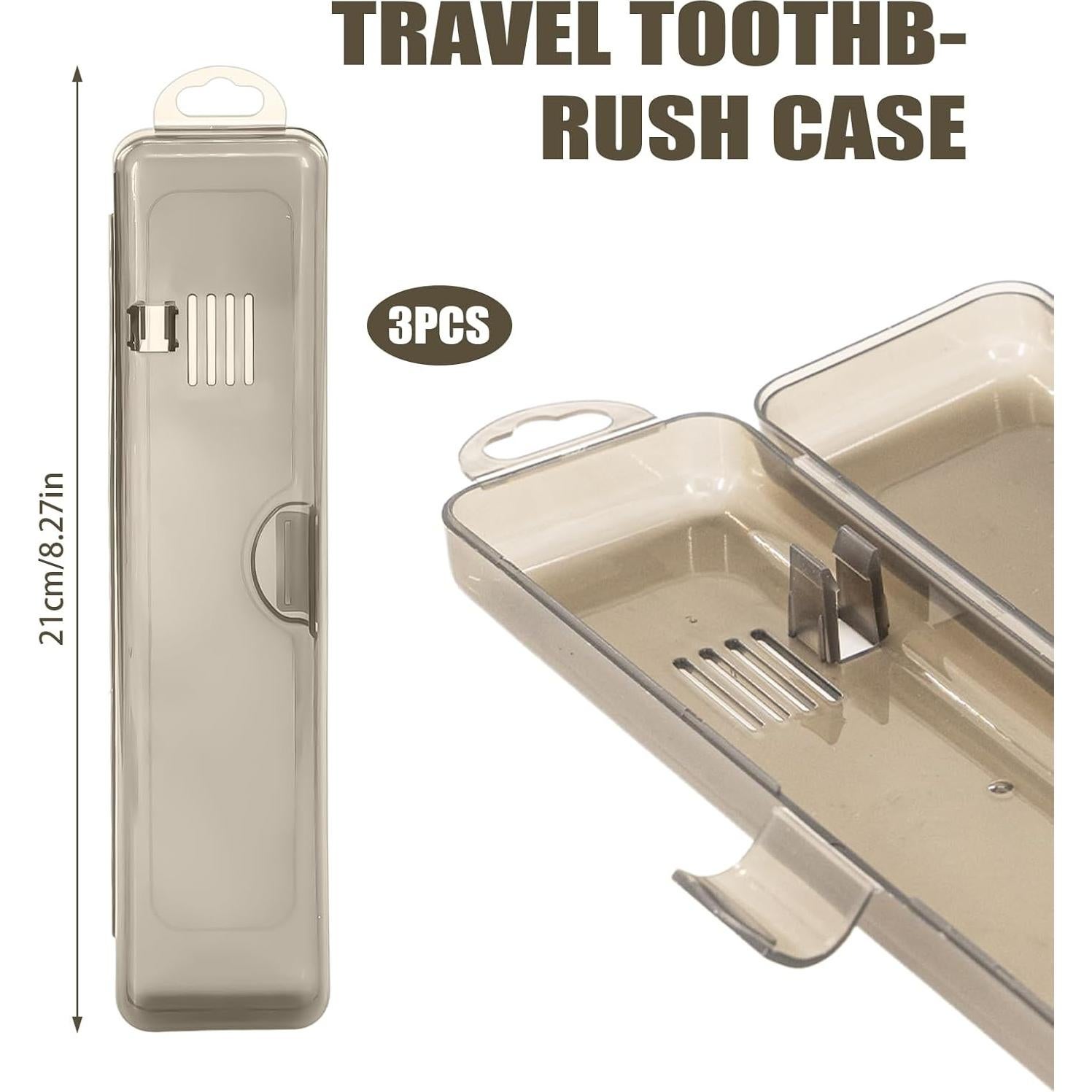 Estuche de Viaje para Cepillo de Dientes - 3 Piezas Negro