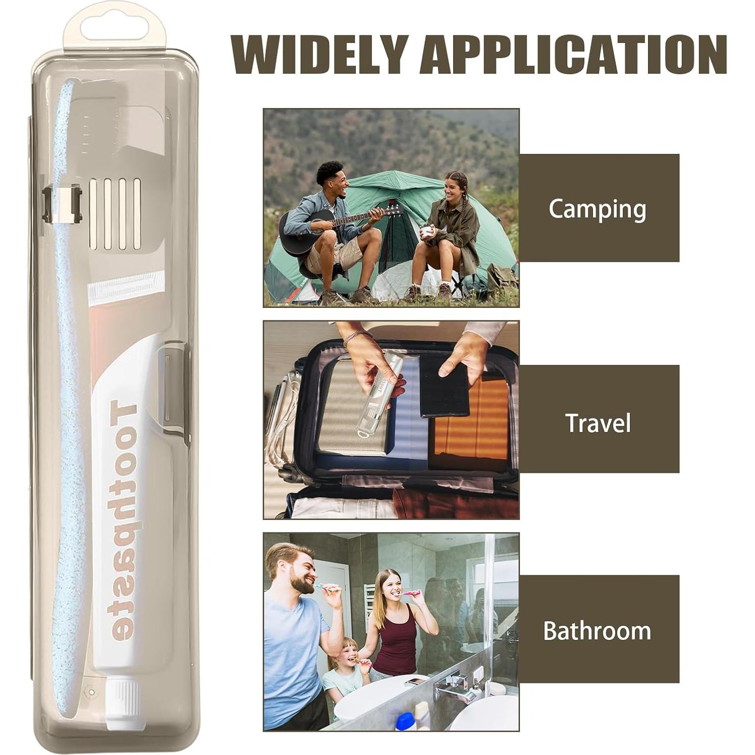 Estuche de Viaje para Cepillo de Dientes - 3 Piezas Negro