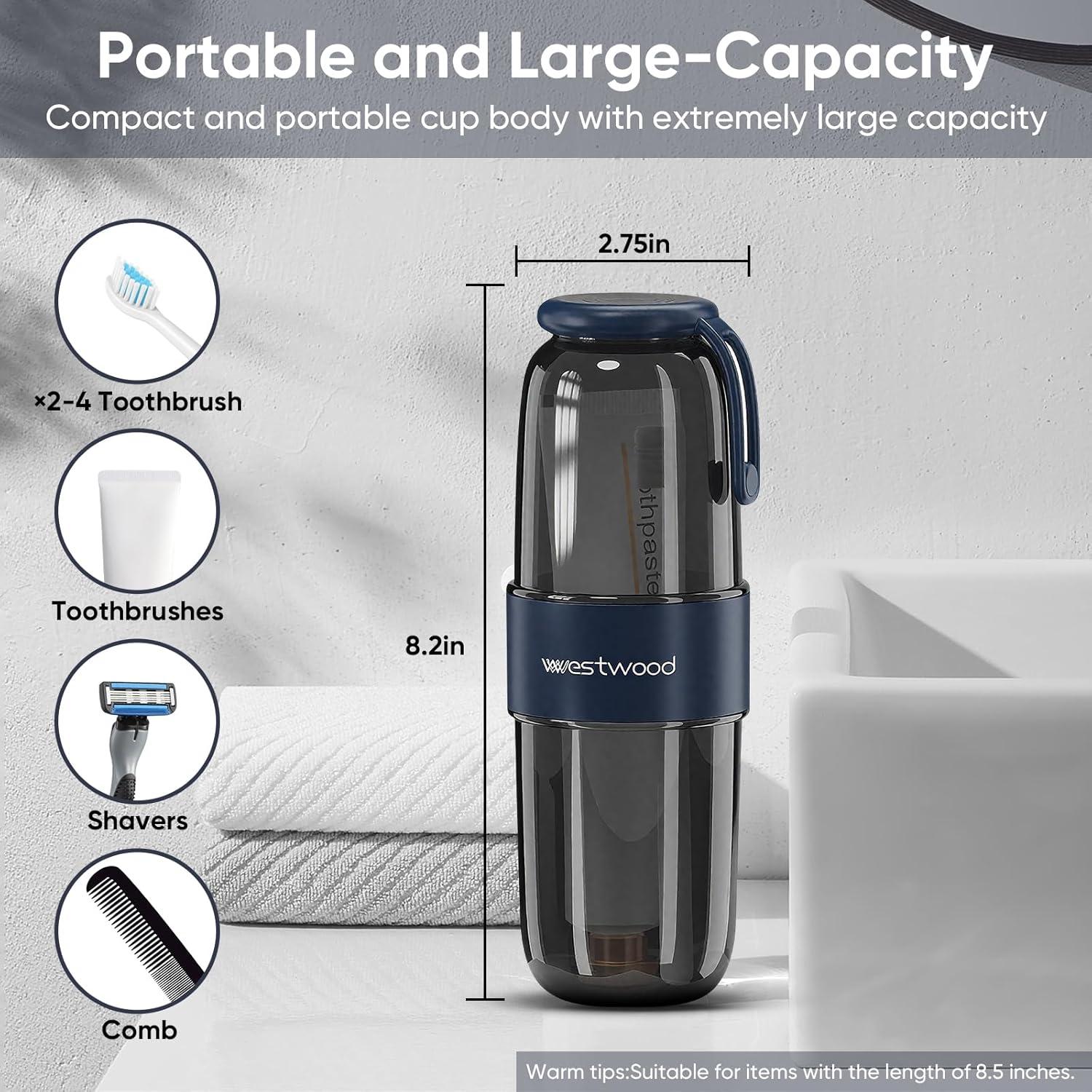 Estuche de viaje para cepillo de dientes Stylitzy negro 20.3cm