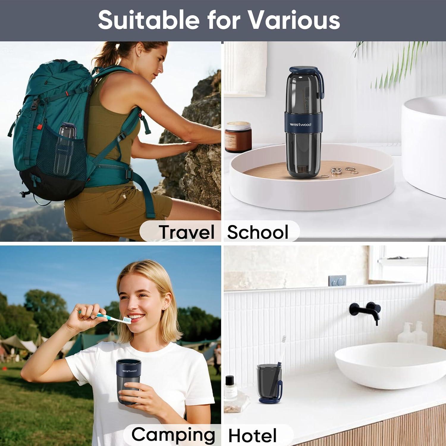 Estuche de viaje para cepillo de dientes Stylitzy negro 20.3cm