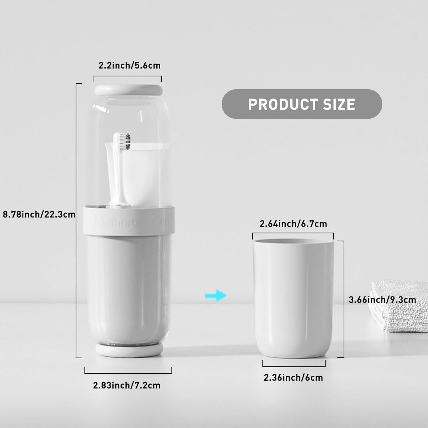 Taza para Cepillos de Dientes QIEPOMI Gris - Estuche de Viaje