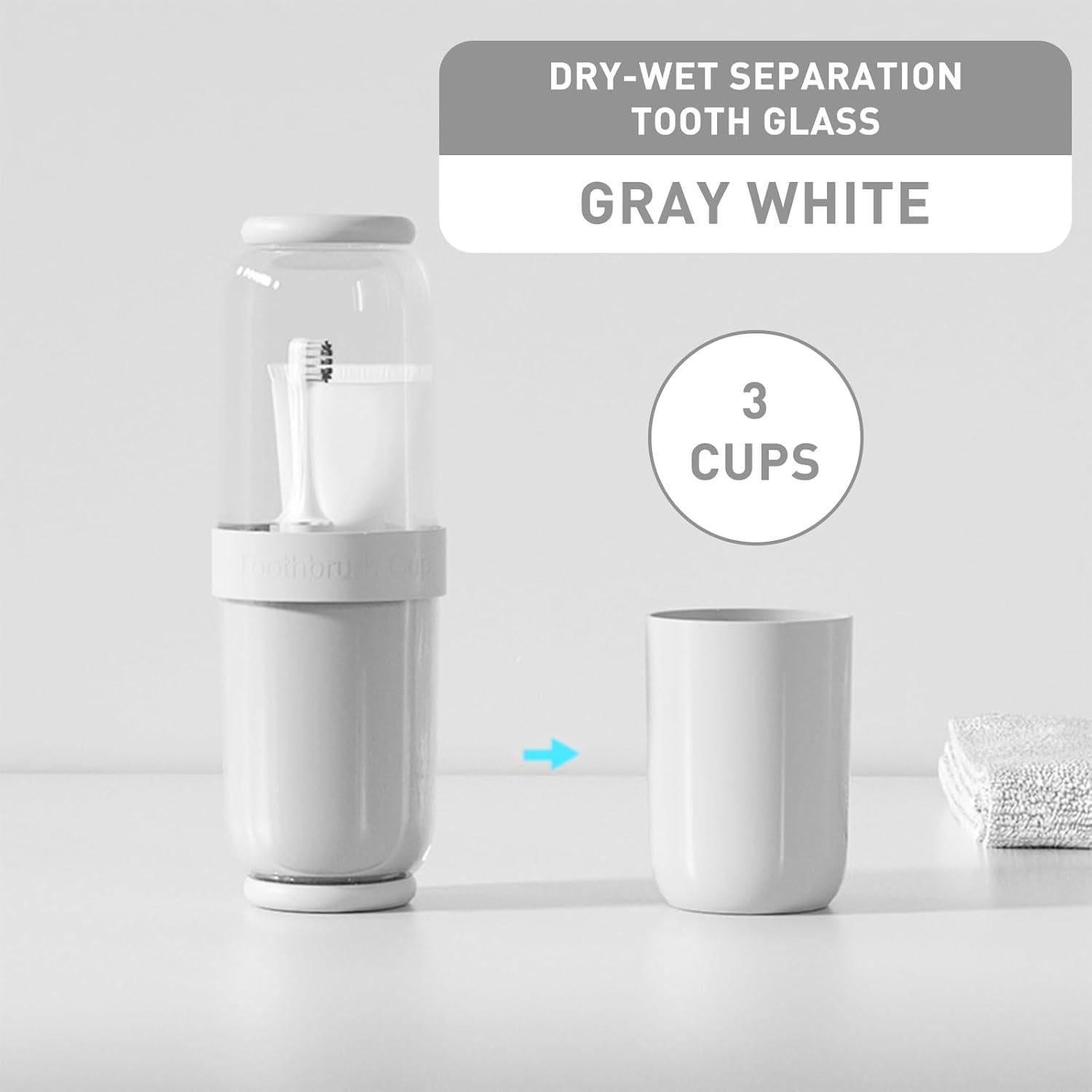 Taza para Cepillos de Dientes QIEPOMI Gris - Estuche de Viaje