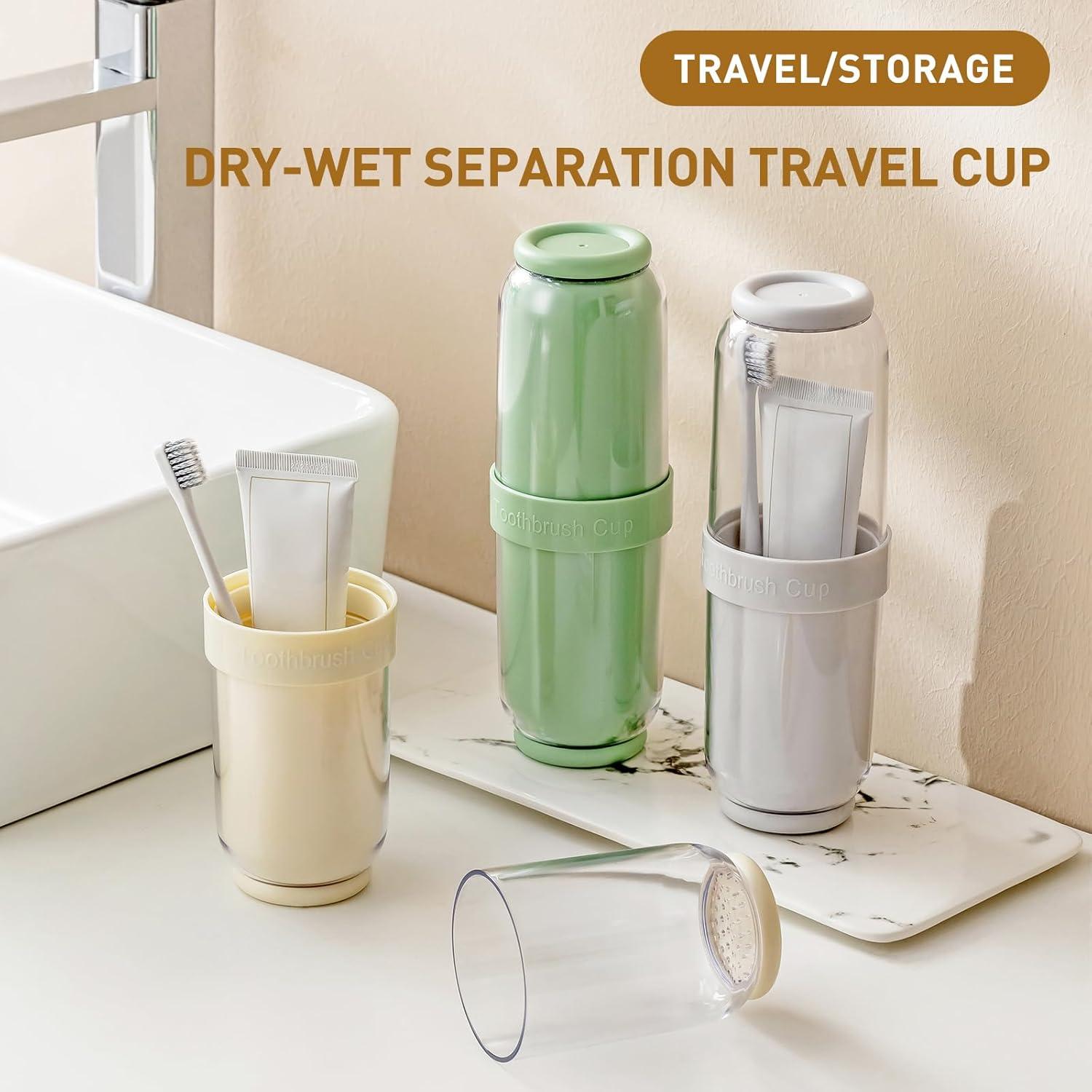 Taza para Cepillos de Dientes QIEPOMI Gris - Estuche de Viaje