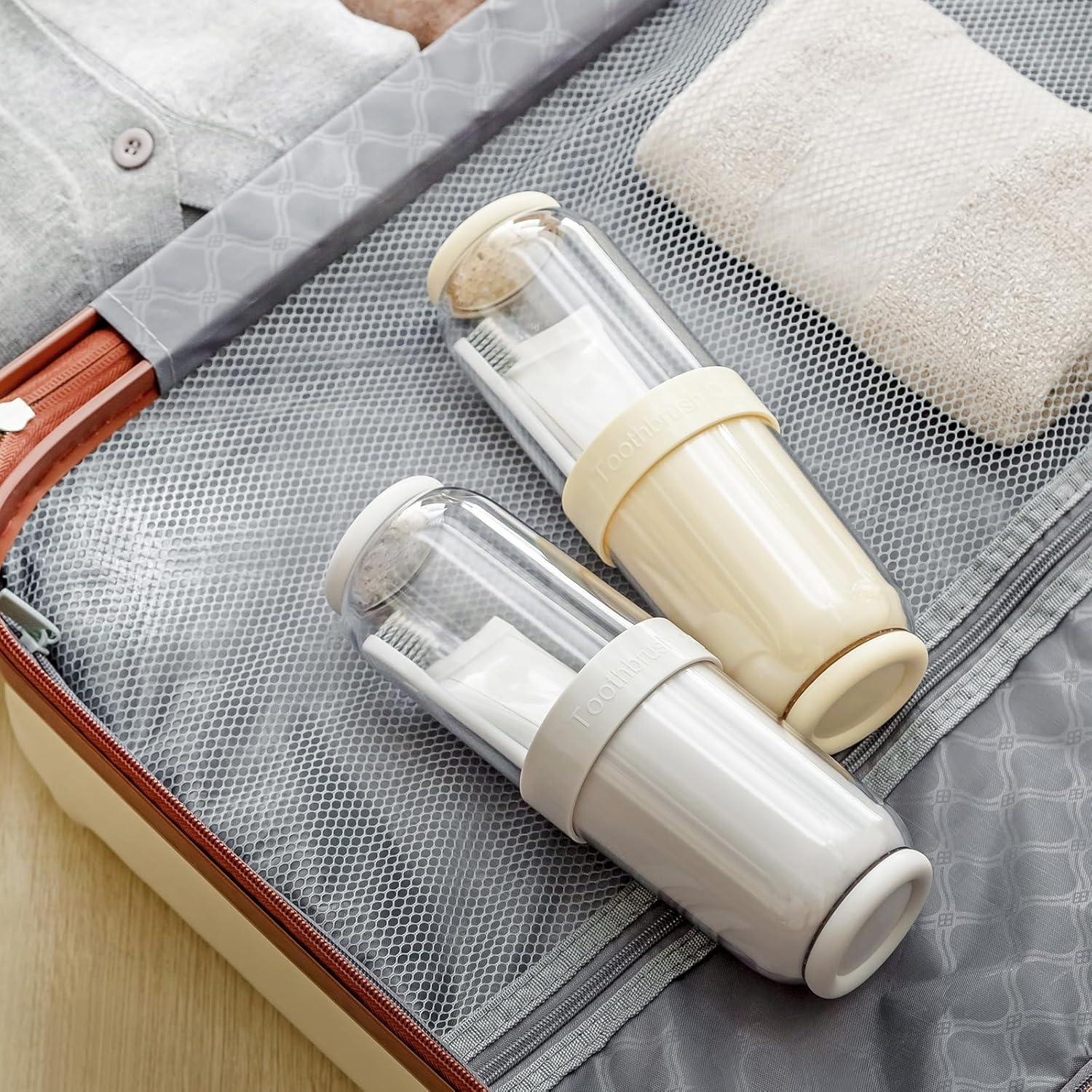 Taza para Cepillos de Dientes QIEPOMI Gris - Estuche de Viaje