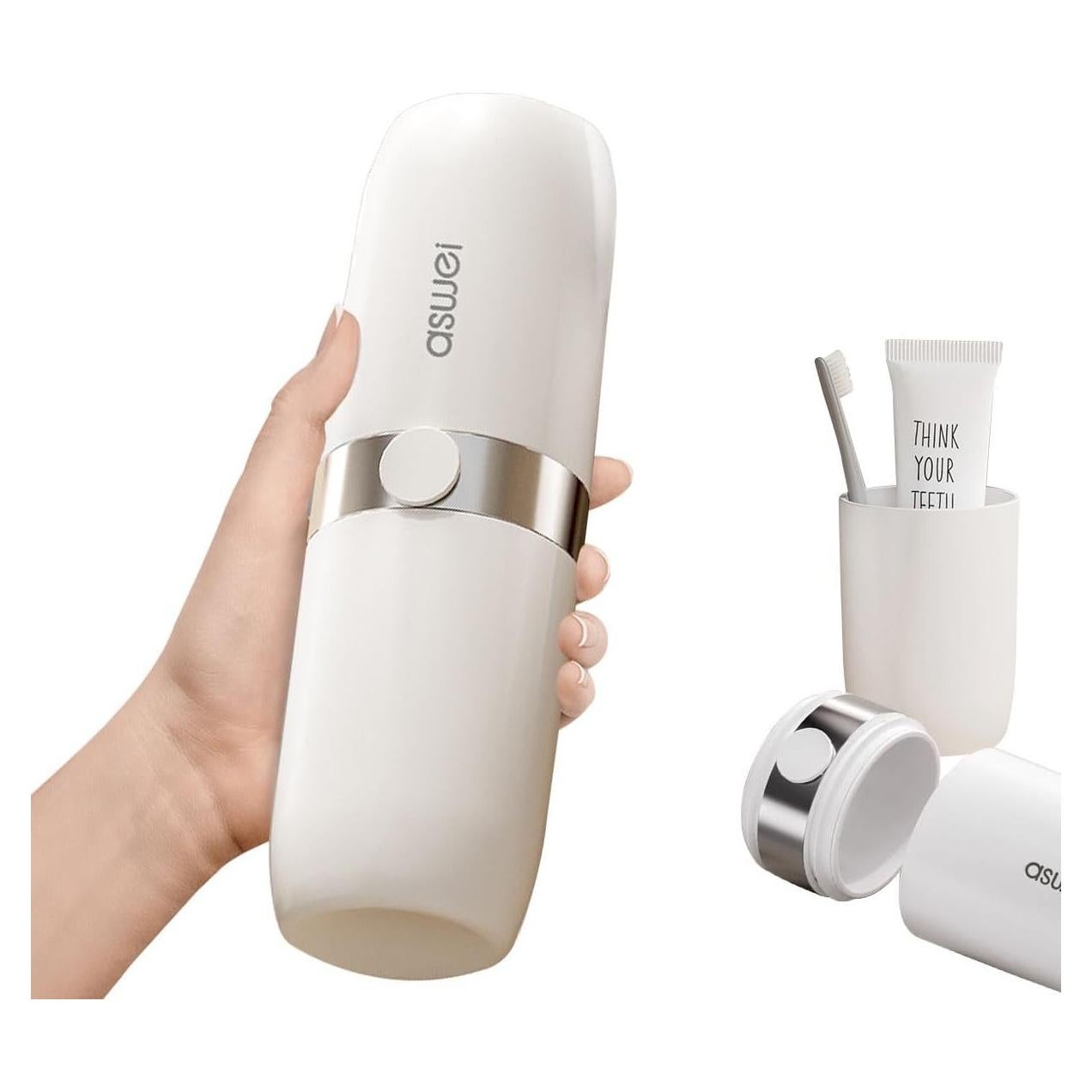 Estuche de Cepillo de Dientes de Viaje ASWEI Plata 23x7.5cm