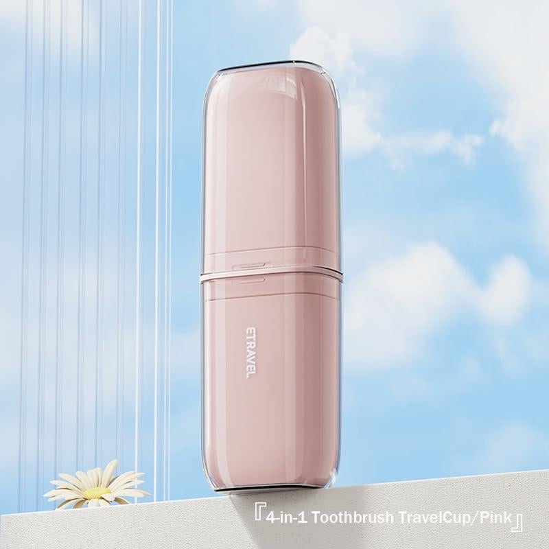 Estuche de viaje 4 en 1 para cepillos de dientes Rosa/Verde