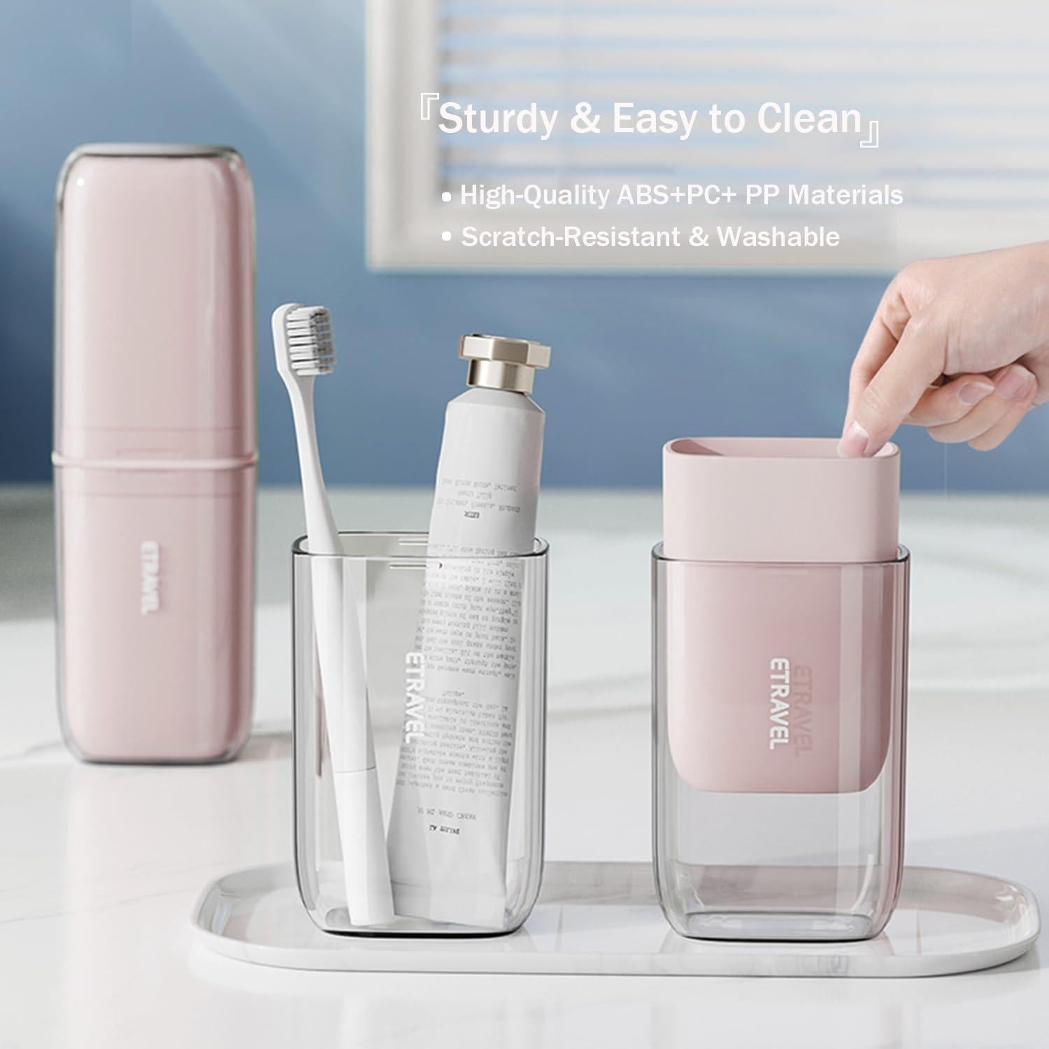 Estuche de viaje 4 en 1 para cepillos de dientes Rosa/Verde