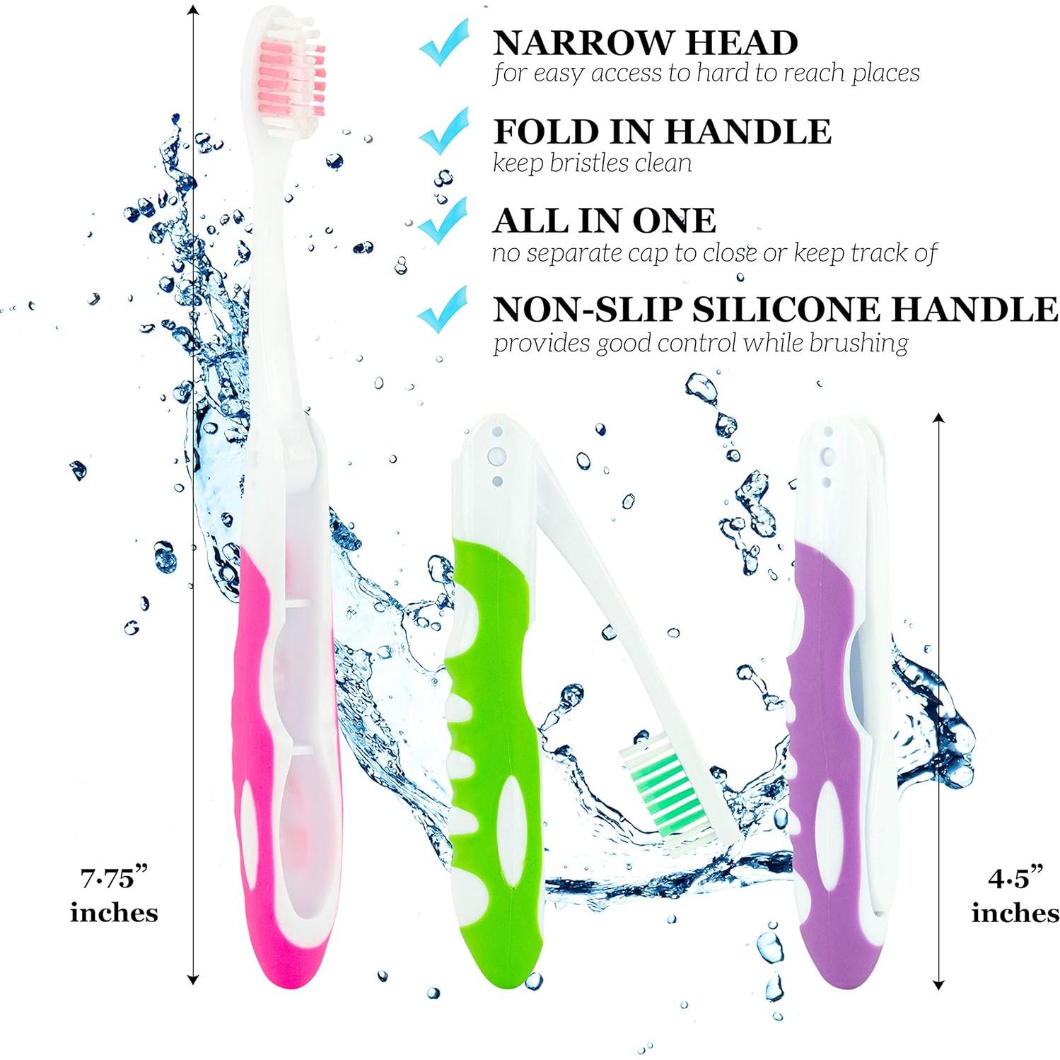 Kit de Cepillos de Dientes de Viaje Lingito Suave Azul-Verde 2 Piezas