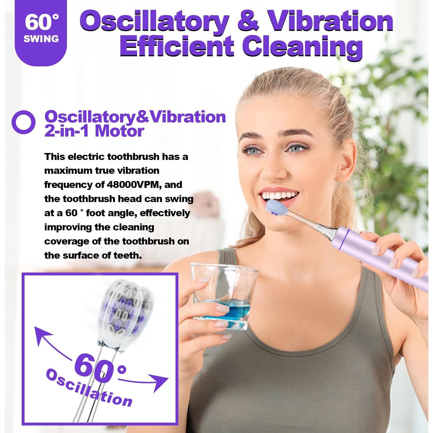 Cepillo de Dientes Eléctrico Acelike Rosa con 6 Cabezas y Modo UV