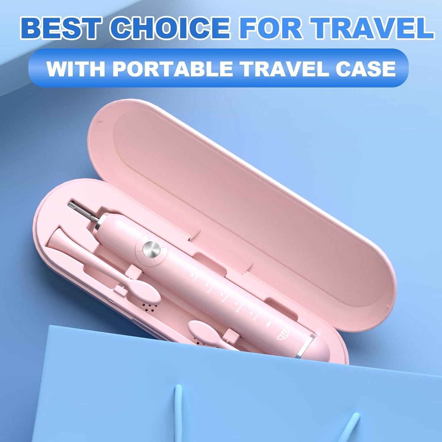 Cepillo de dientes eléctrico JTF P200 rosa con 6 cabezales