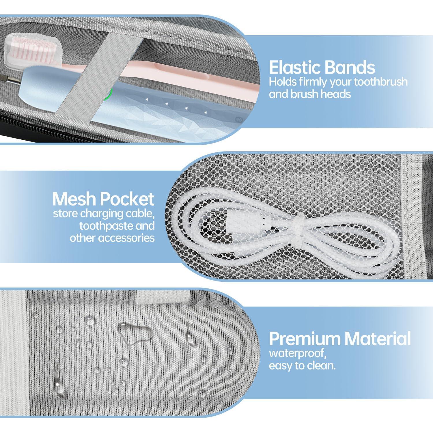 Funda de viaje para cepillo de dientes Oral-B Pro 1000/1500/5000/7000/7500/6000/9600 - Bolsa dura portátil negra