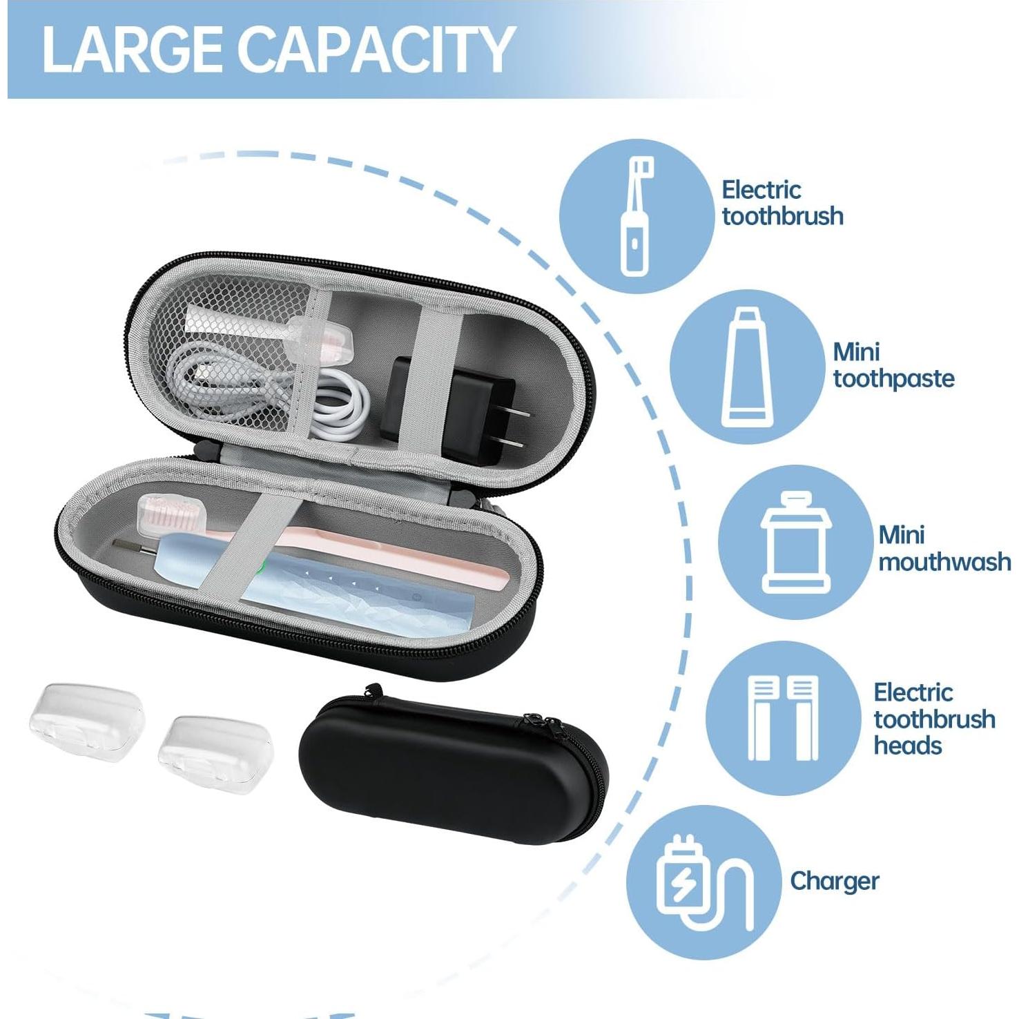 Funda de viaje para cepillo de dientes Oral-B Pro 1000/1500/5000/7000/7500/6000/9600 - Bolsa dura portátil negra