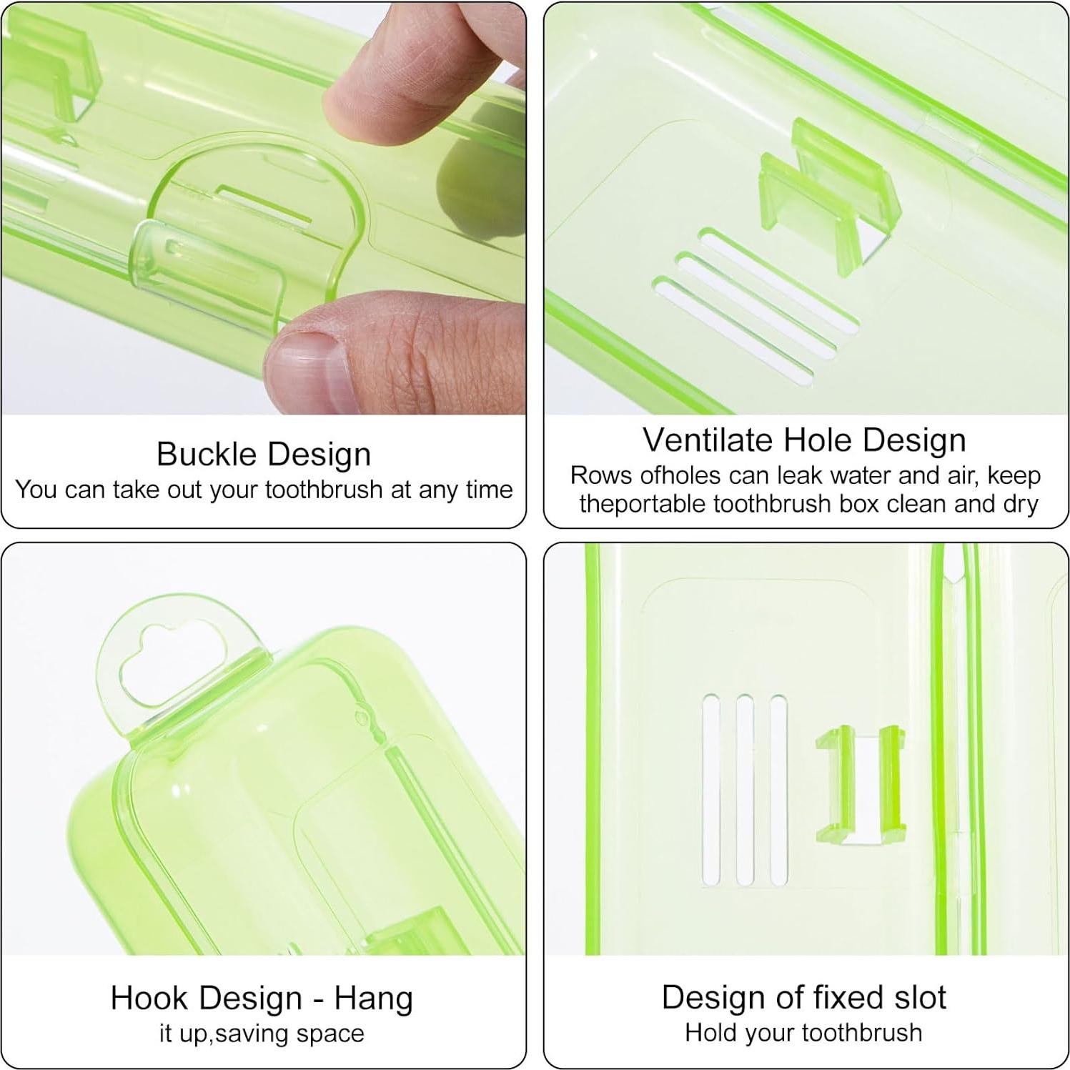 Estuche para Cepillos de Dientes Yeeco Verde Transparente 20x4.7x3 cm