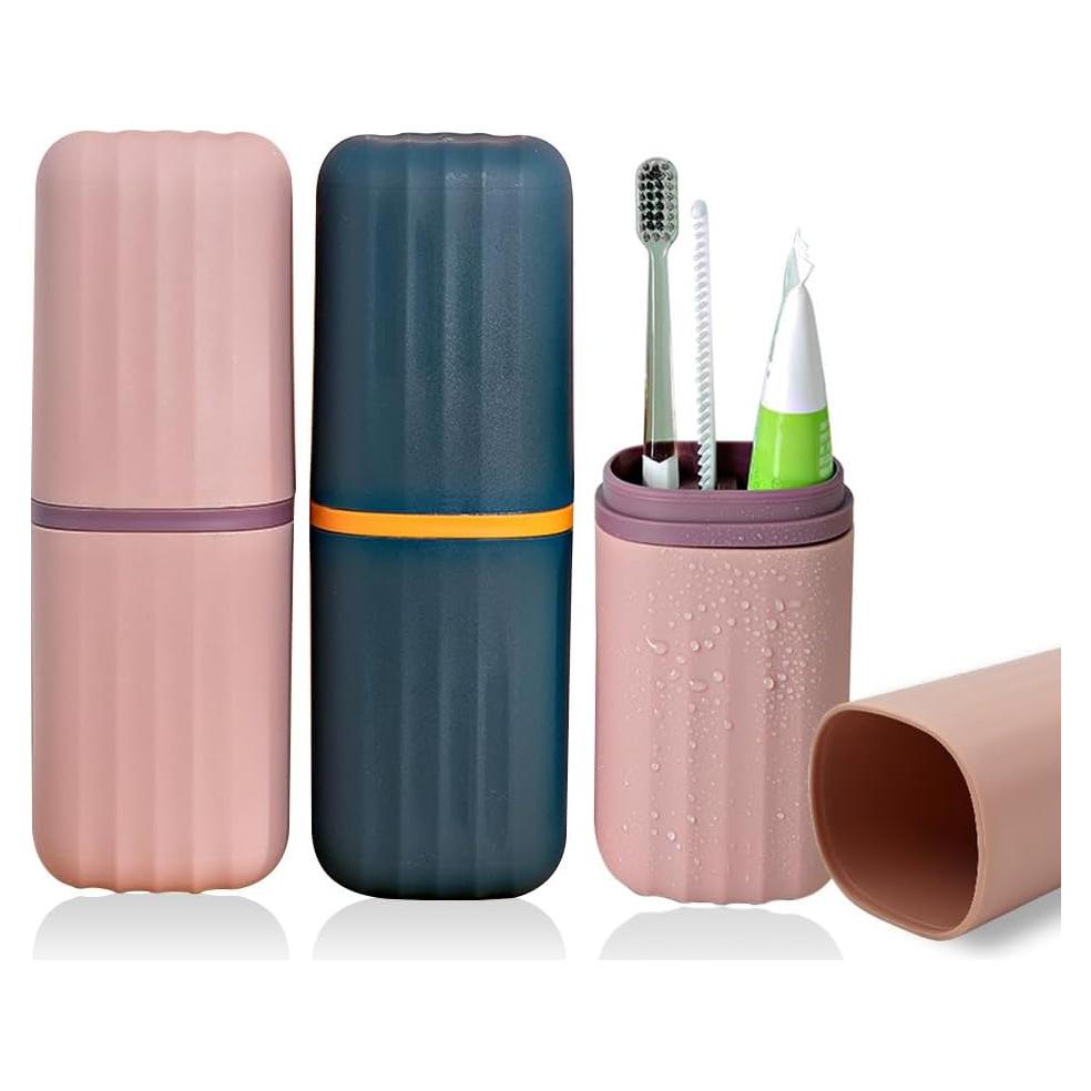 Estuche Portátil para Cepillo de Dientes YINPIXUS - 2 Piezas Rosa y Azul