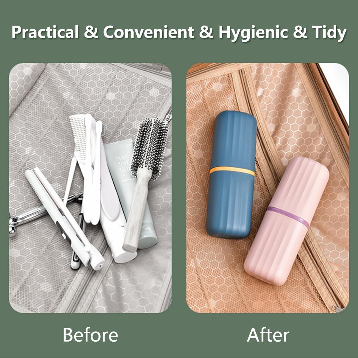 Estuche Portátil para Cepillo de Dientes YINPIXUS - 2 Piezas Rosa y Azul