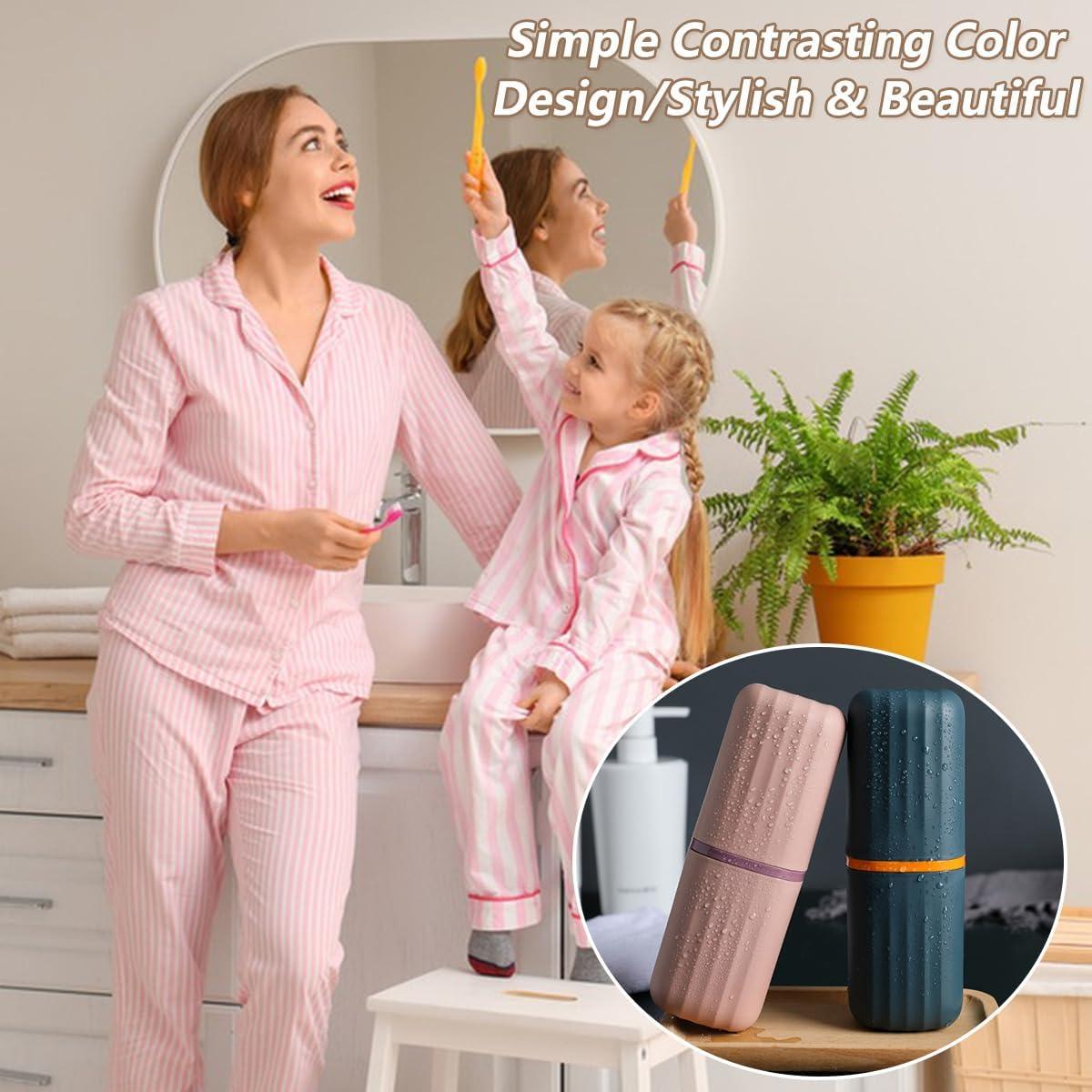 Estuche Portátil para Cepillo de Dientes YINPIXUS - 2 Piezas Rosa y Azul