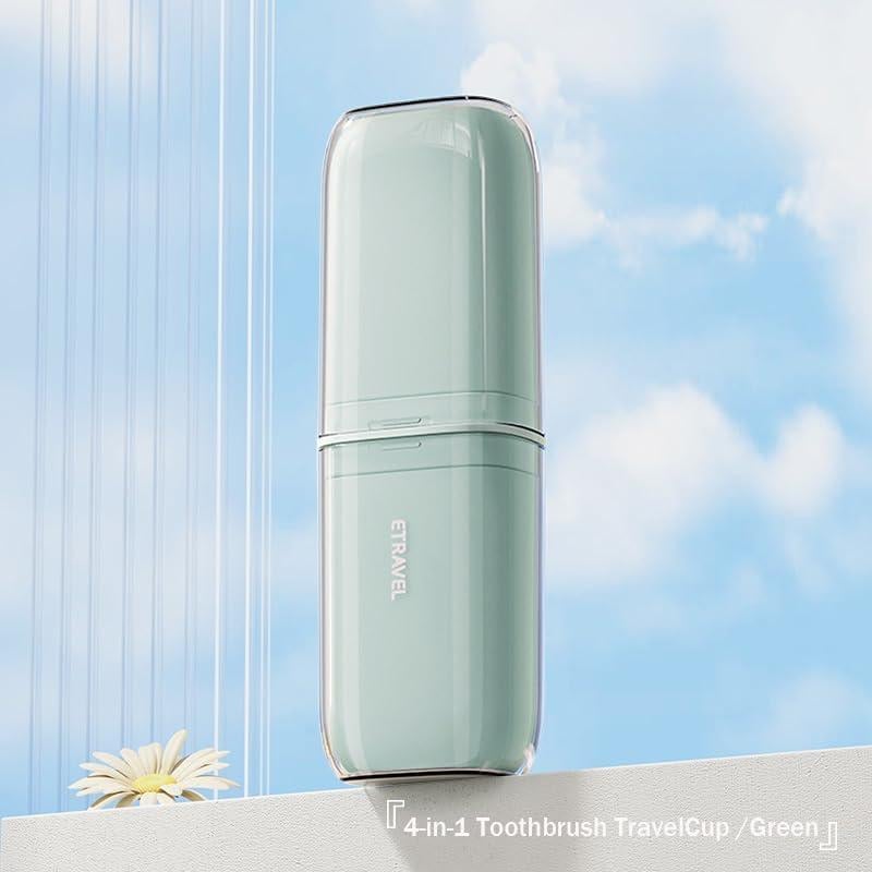 Estuche de viaje para cepillos de dientes 4 en 1 Rosa/Verde