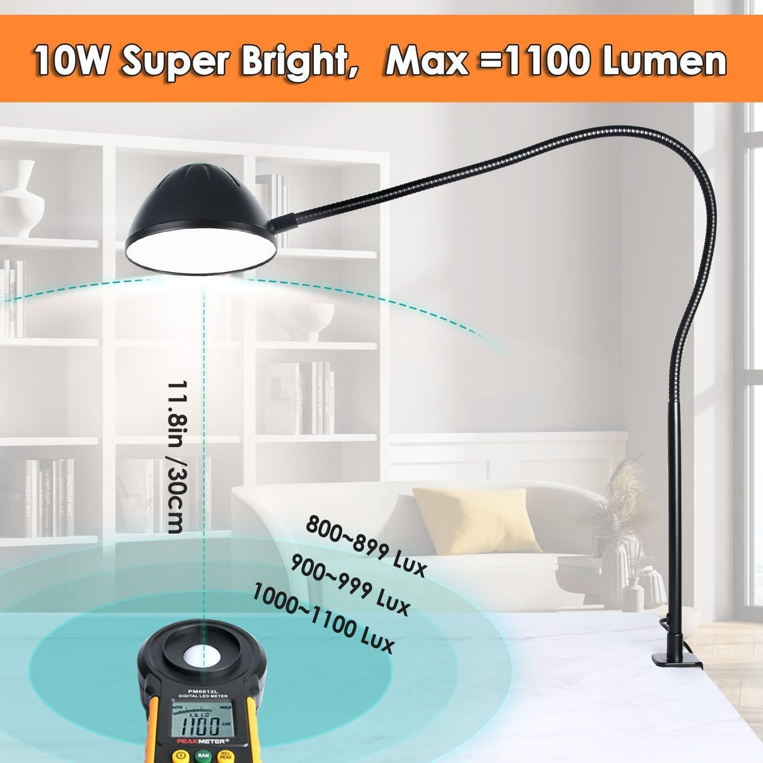 Lámpara de Abrazadera CeSunlight 10W 1100 Lúmenes 3 Modos