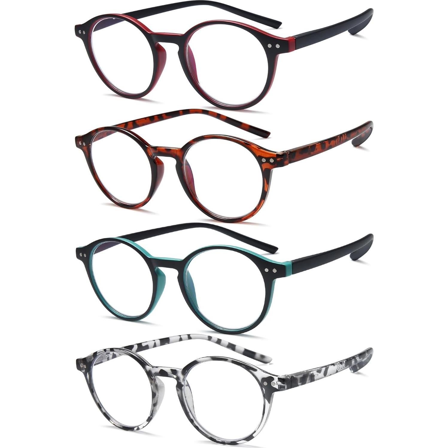 Gafas de Lectura Redondas EYEURL 4-Pack Anti Luz Azul 1.5x