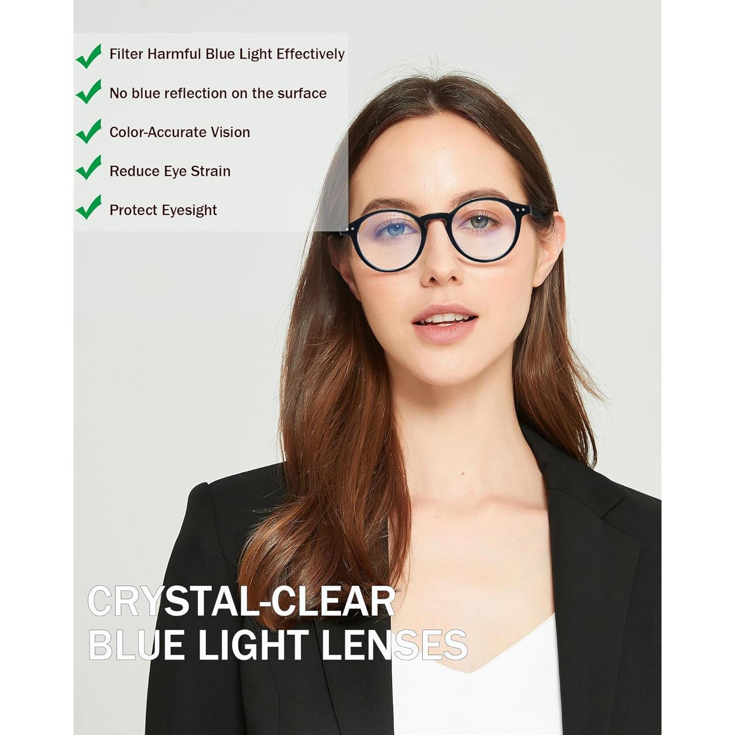 Gafas de Lectura Redondas EYEURL 4-Pack Anti Luz Azul 1.5x