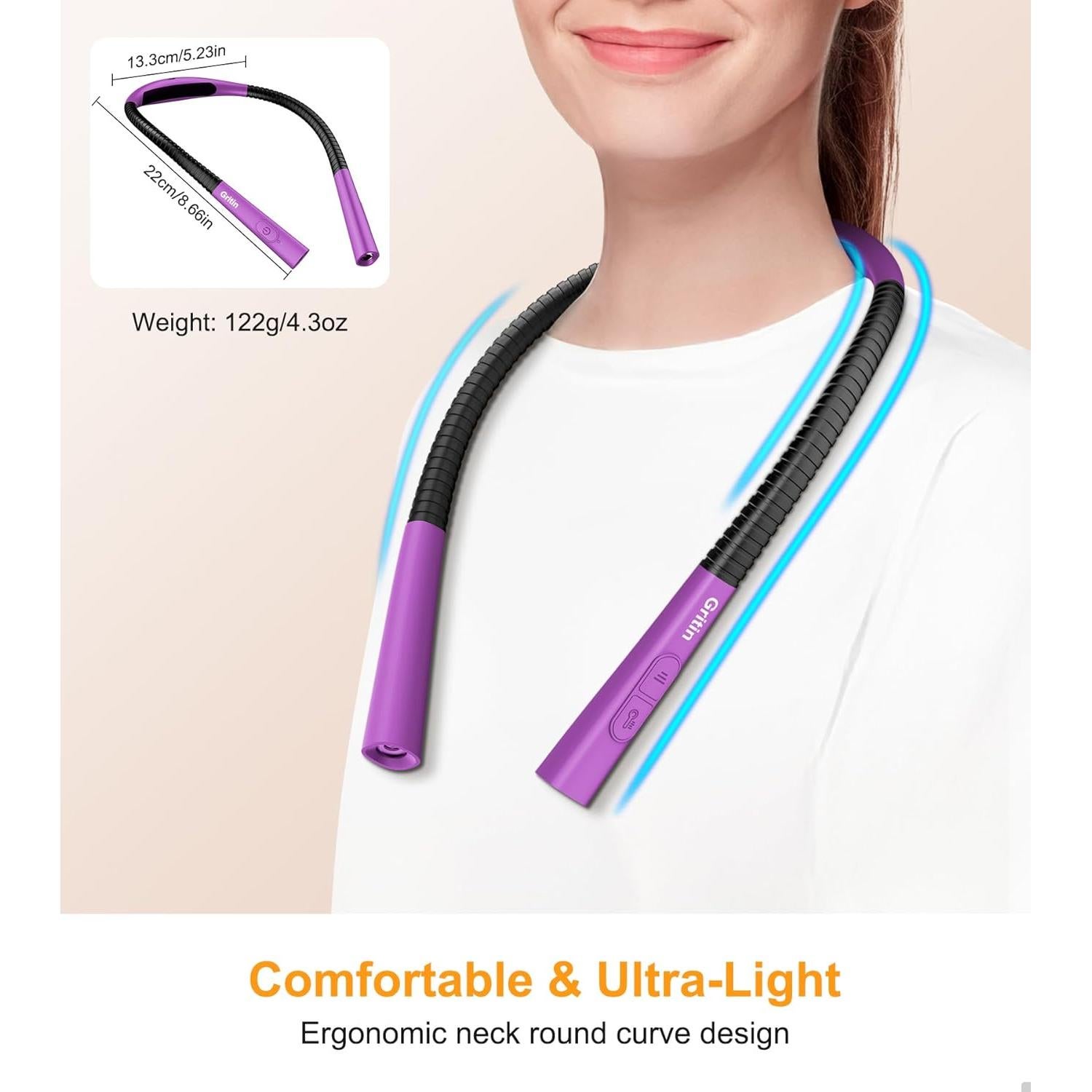 Luz de Cuello Recargable Gritin - 4 Colores, 5 Brillos, 80h