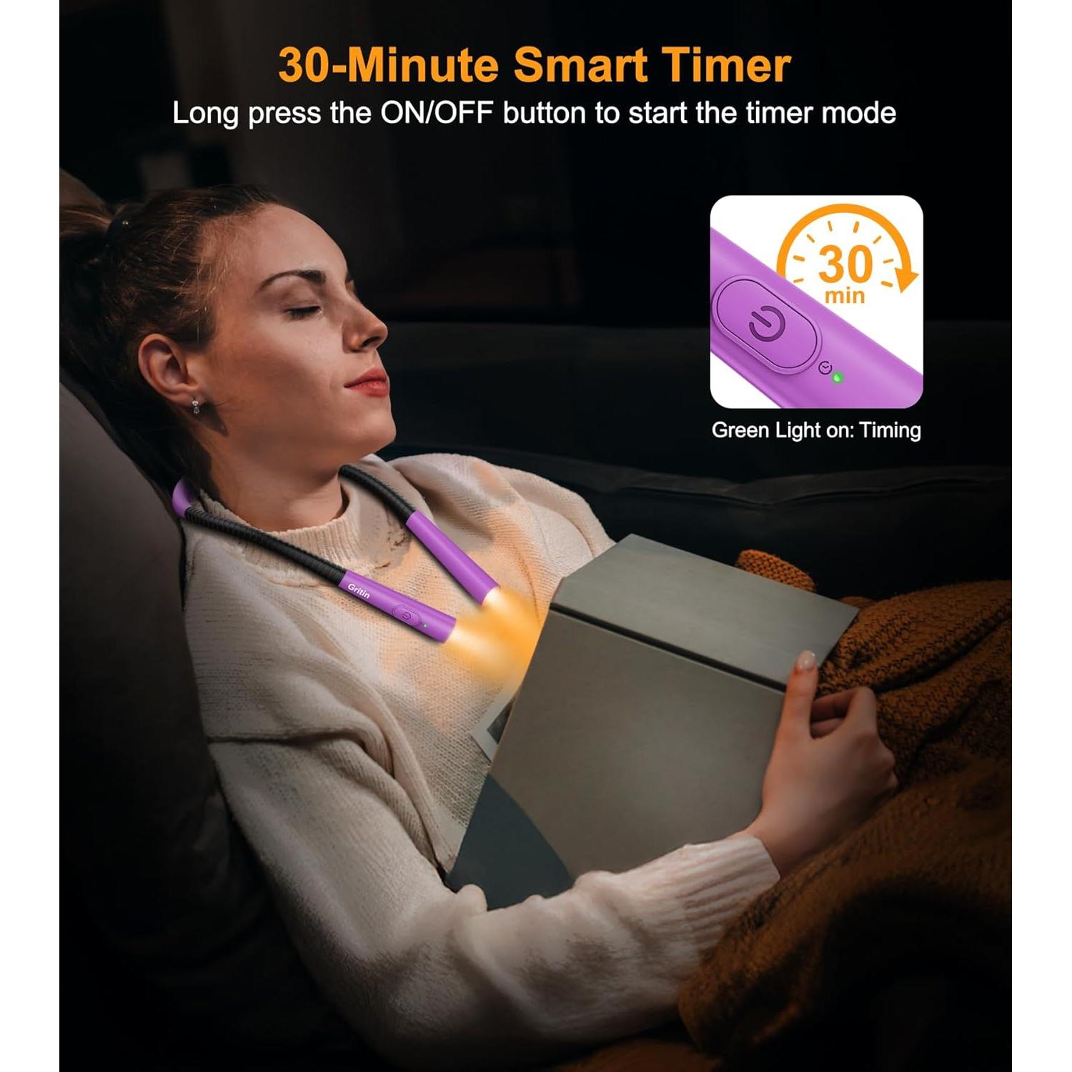 Luz de Cuello Recargable Gritin - 4 Colores, 5 Brillos, 80h