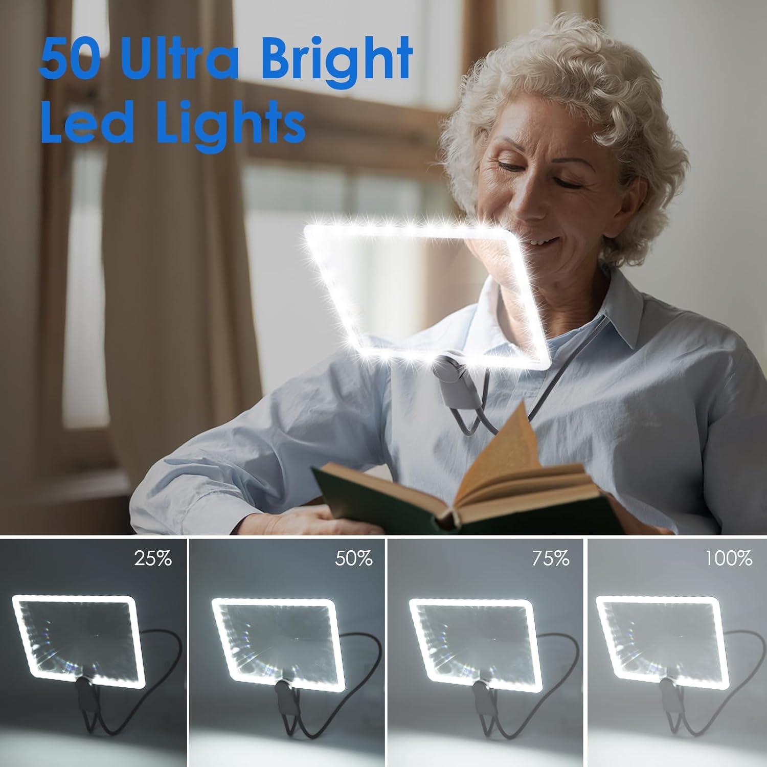 Lupa de Mano 5X HISUEKIG con Luz LED Ajustable y Cuello de Ganso