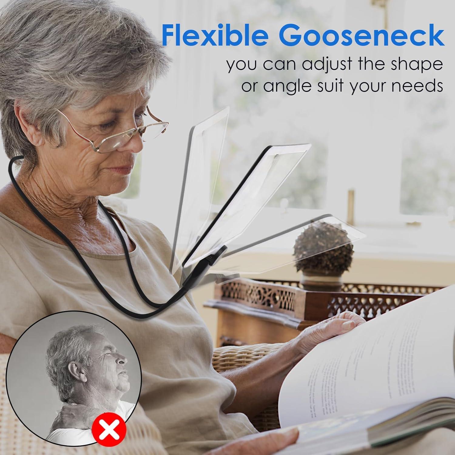 Lupa de Mano 5X HISUEKIG con Luz LED Ajustable y Cuello de Ganso