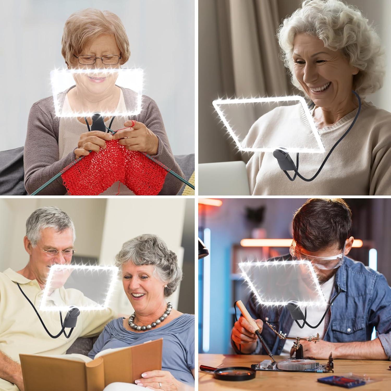 Lupa de Mano 5X HISUEKIG con Luz LED Ajustable y Cuello de Ganso