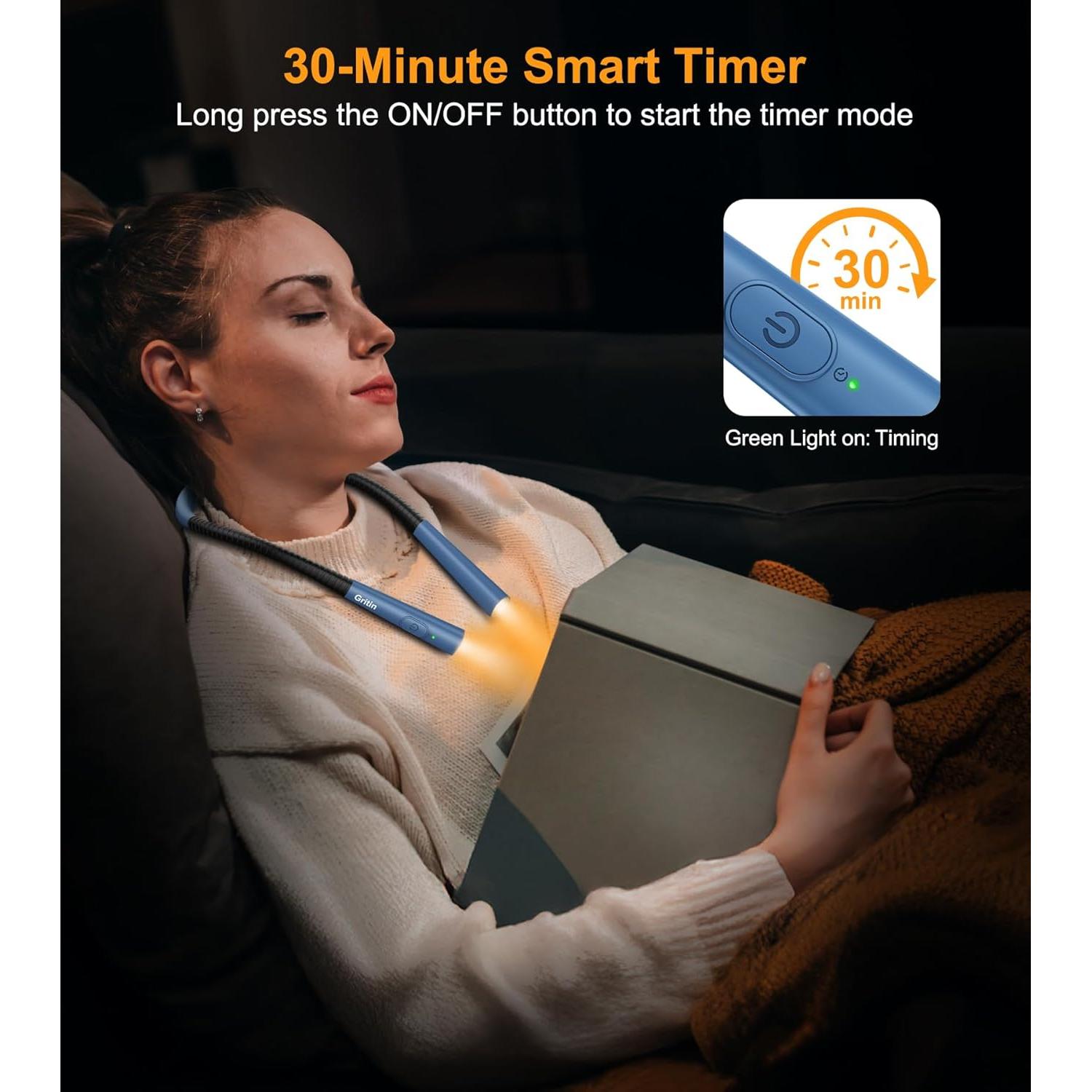 Luz de Cuello Recargable Gritin - 4 Colores, 5 Brillos, 80h