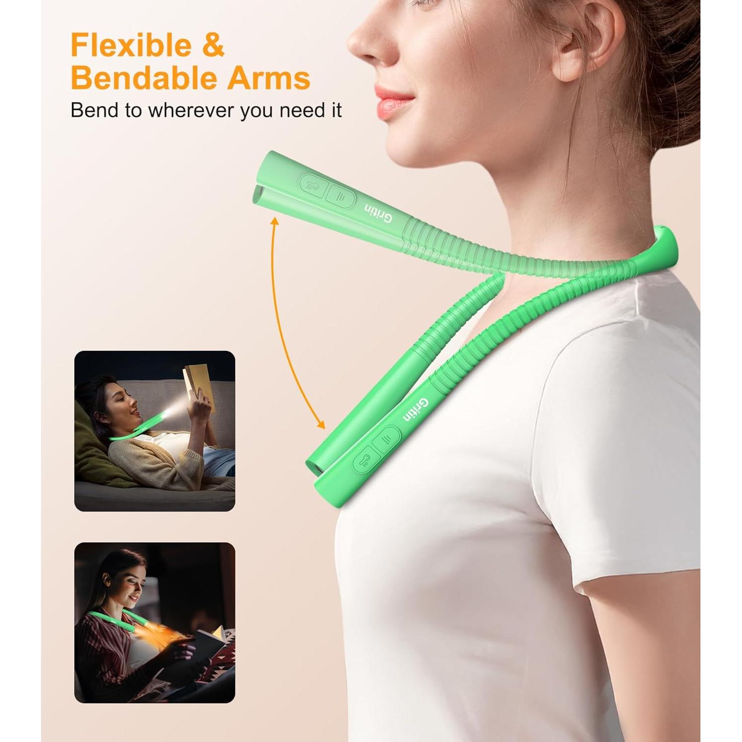 Luz de Cuello Recargable Gritin para Leer - 4 Colores, 5 Brillos