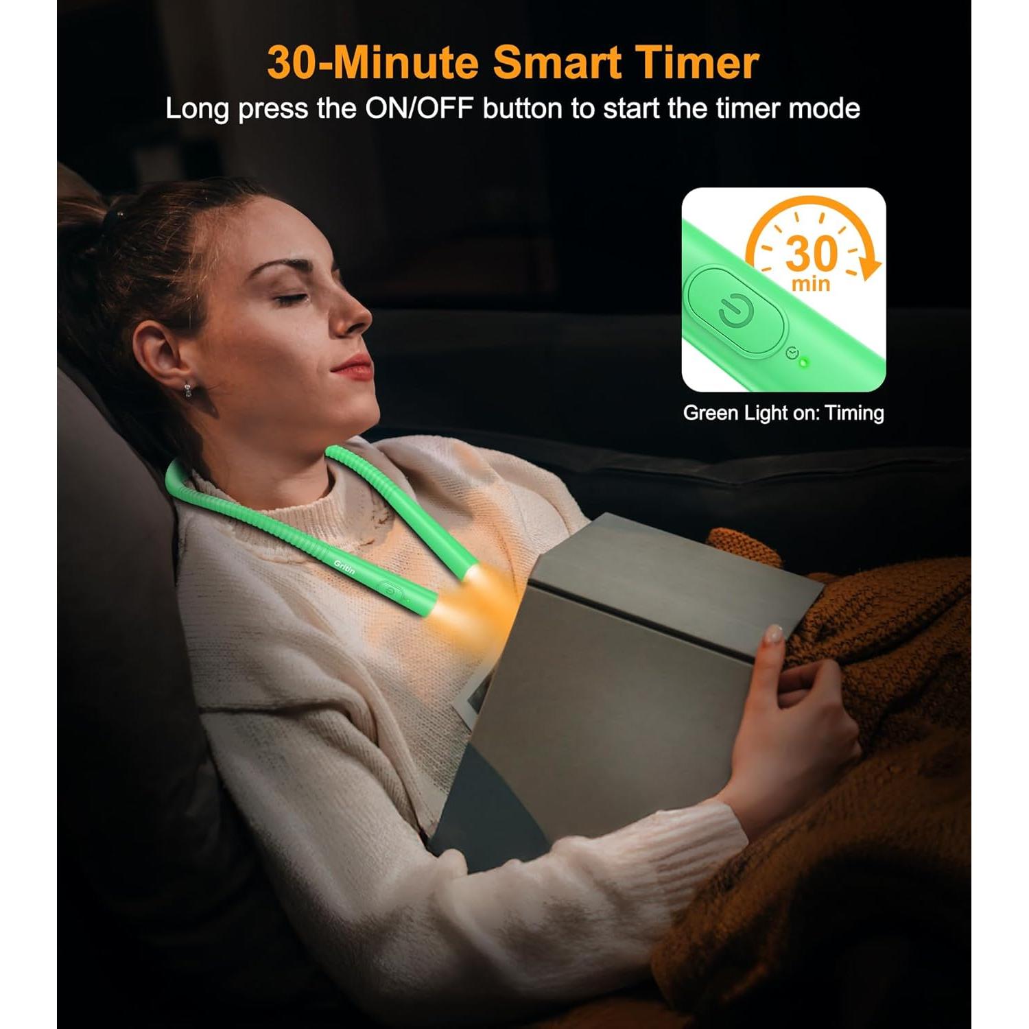 Luz de Cuello Recargable Gritin para Leer - 4 Colores, 5 Brillos