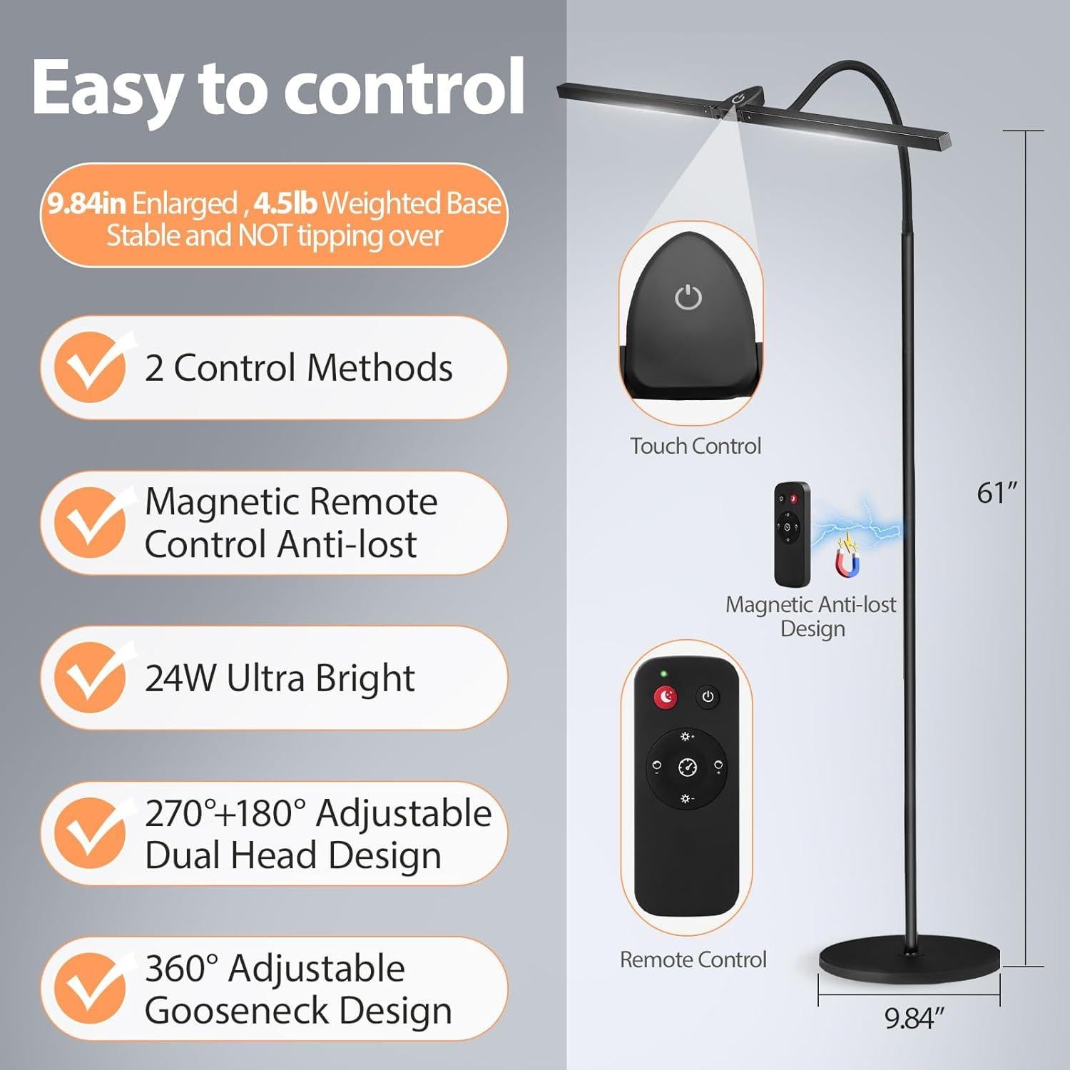 Lámpara de Pie LED StarMoitic 24W 2400LM Doble Cabeza