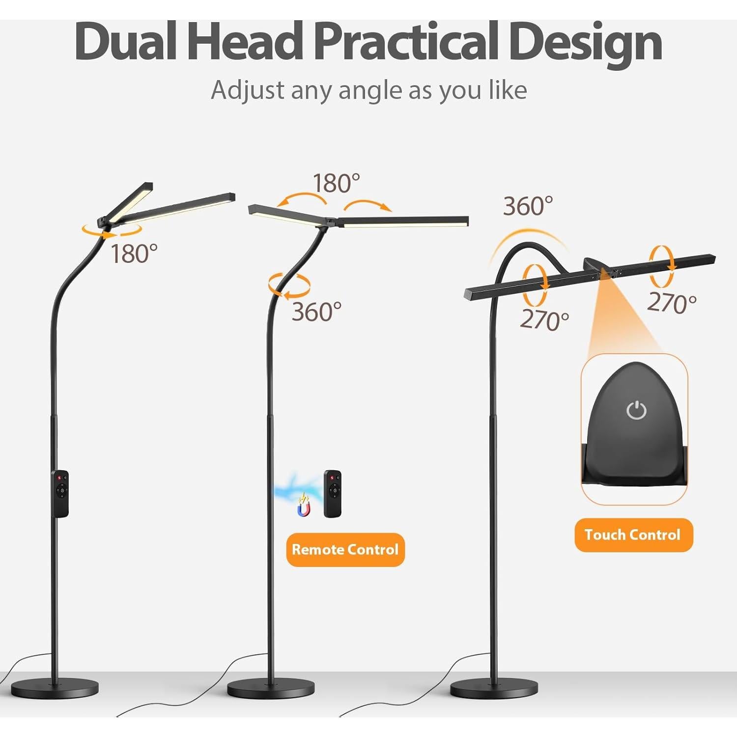 Lámpara de Pie LED StarMoitic 24W 2400LM Doble Cabeza