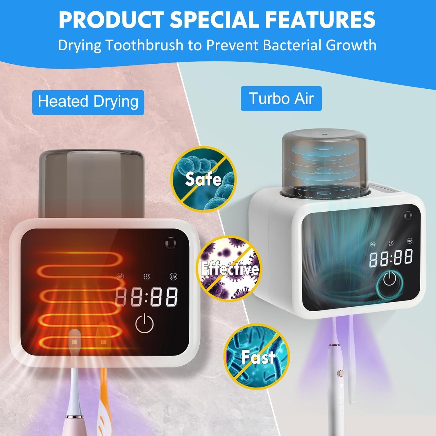 Soporte de cepillos de dientes Glowivize montado en pared con UV