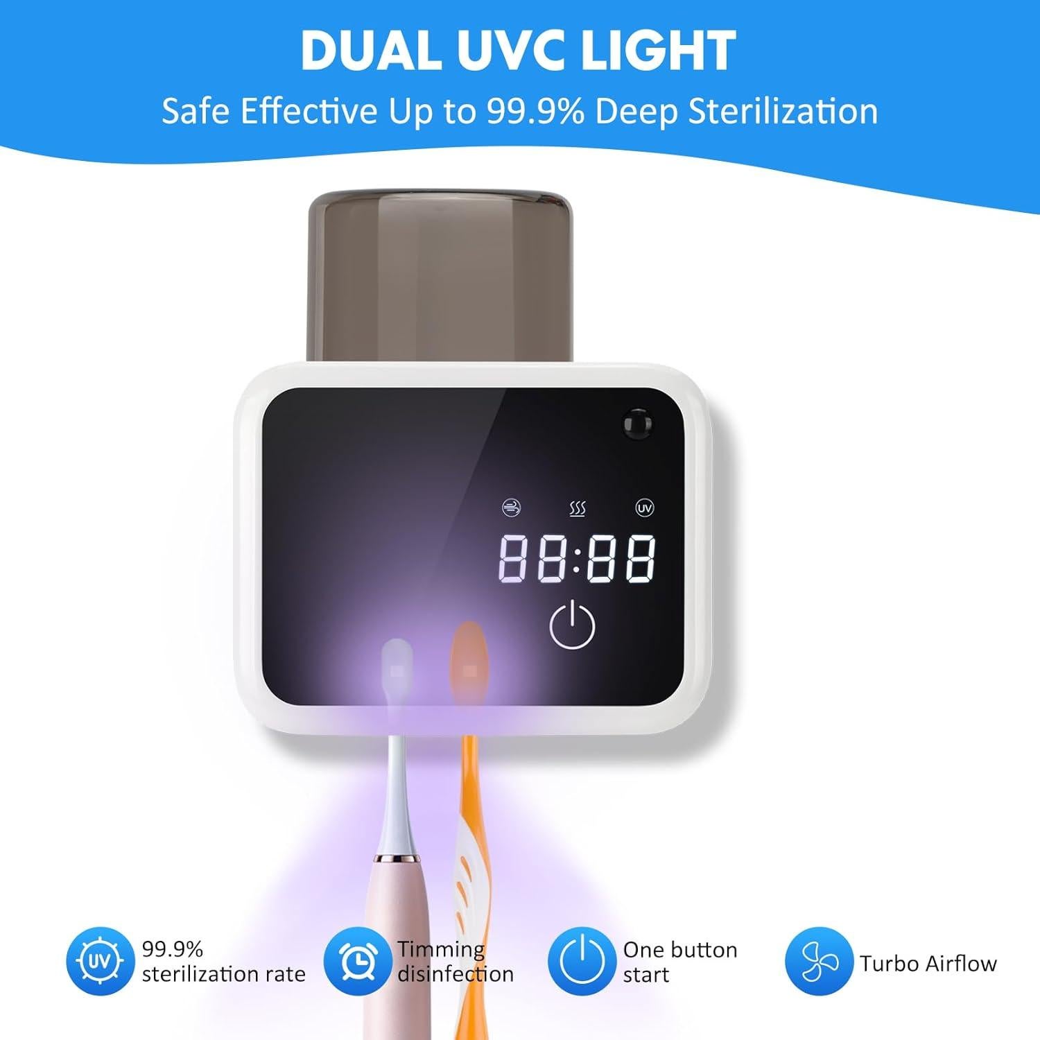 Soporte de cepillos de dientes Glowivize montado en pared con UV