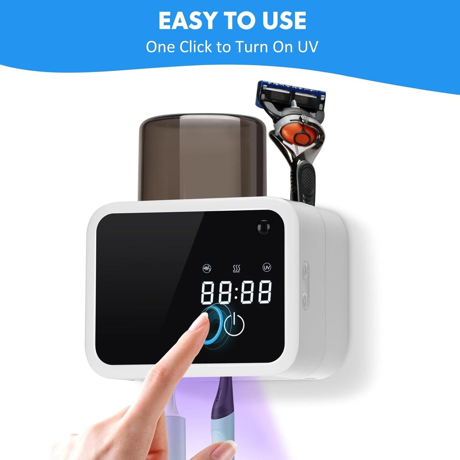 Soporte de cepillos de dientes Glowivize montado en pared con UV