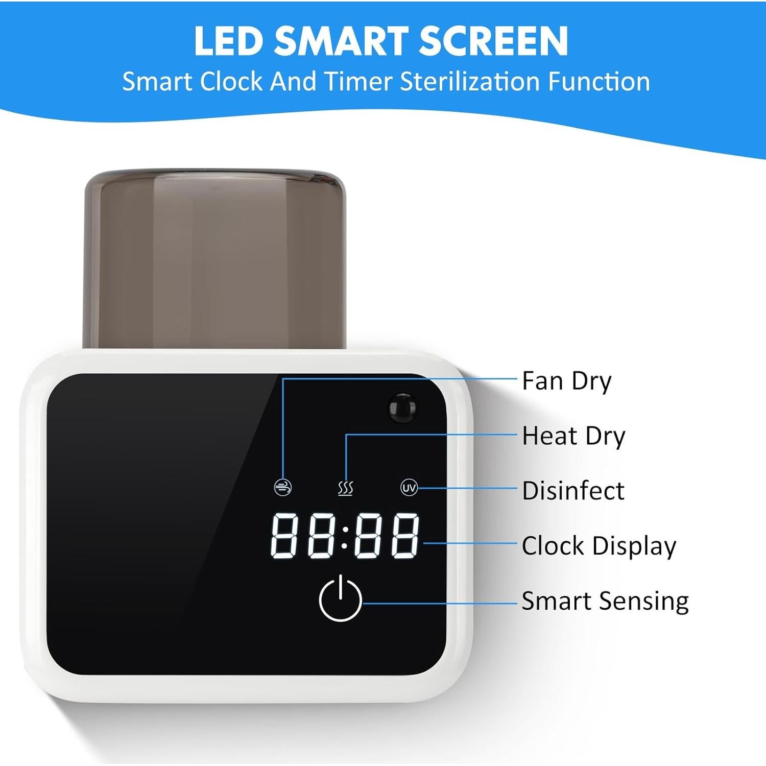 Soporte de cepillos de dientes Glowivize montado en pared con UV