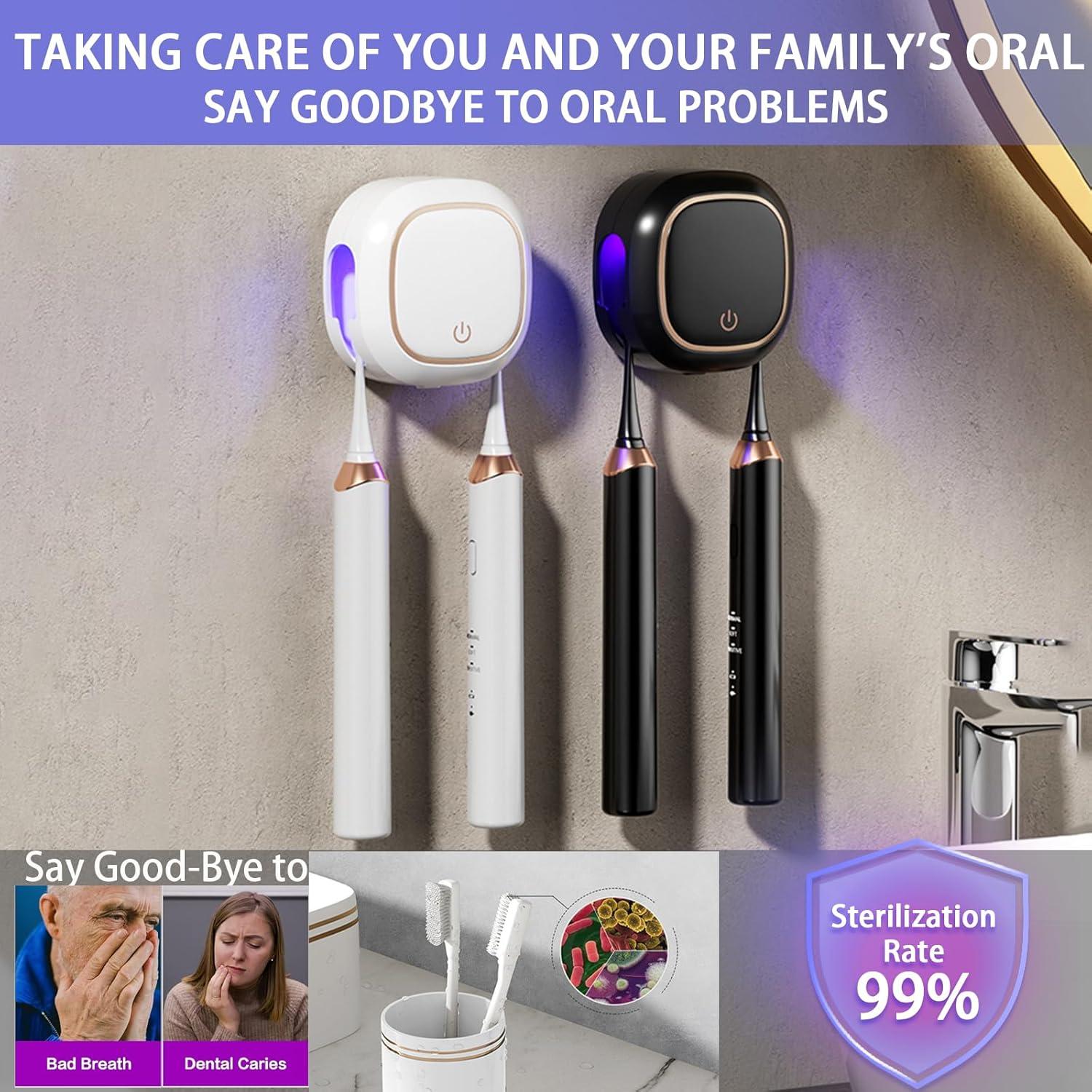 Soporte de Cepillos de Dientes Wekity Montado en la Pared Negro